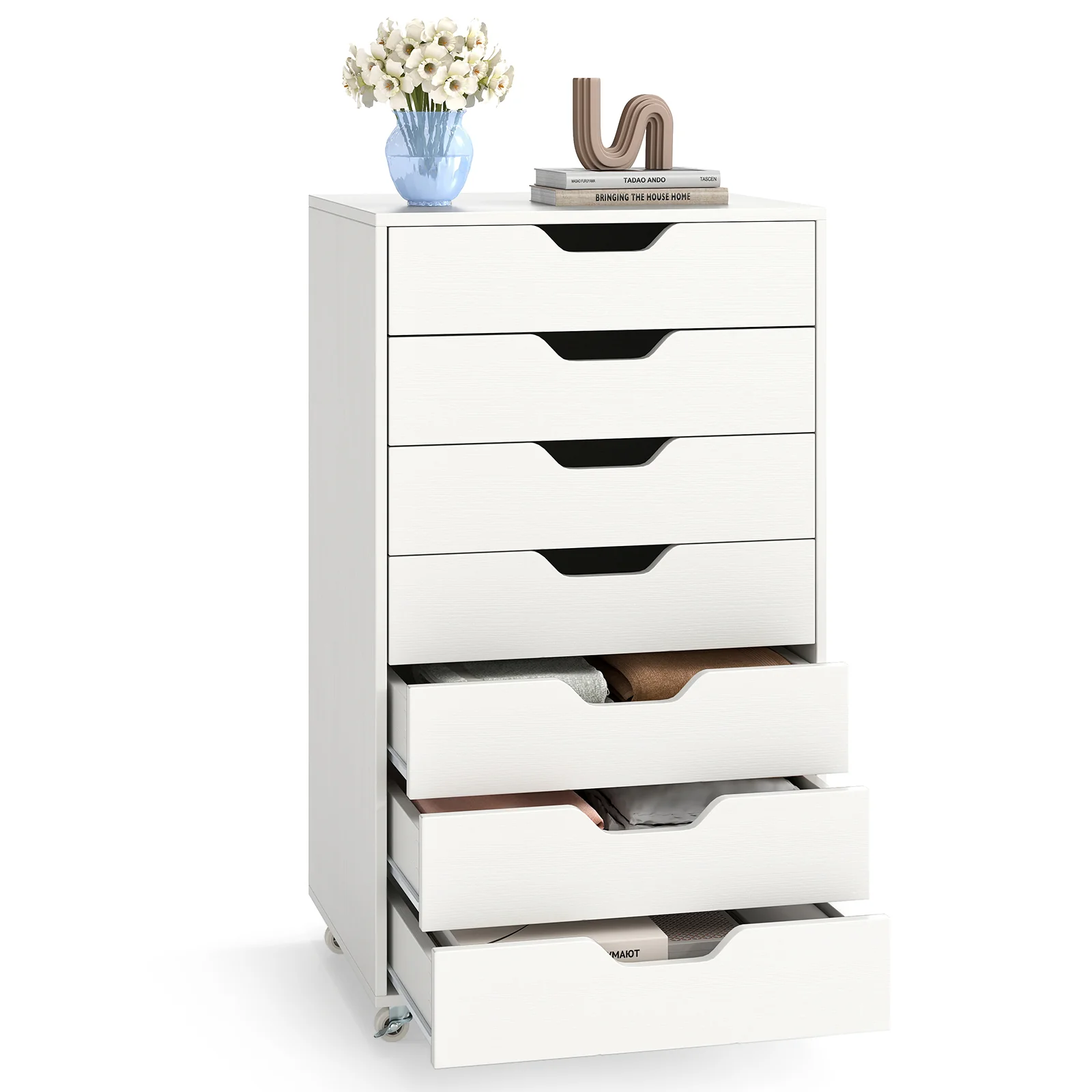7-Drawer Storage Dresser, With Wheels, White - Image 5