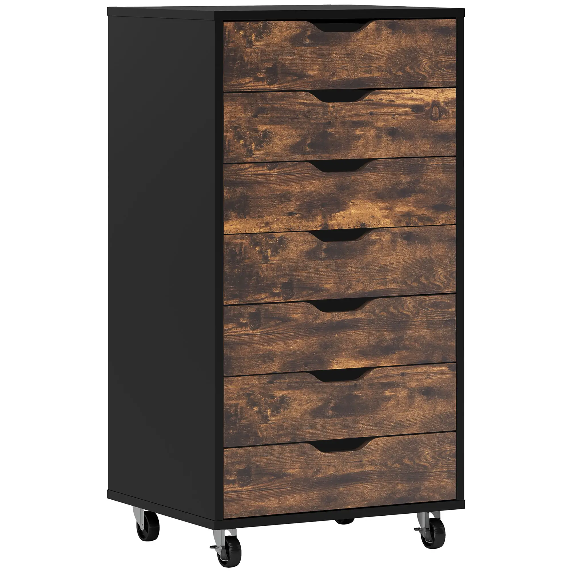 7-Drawer Vertical File Cabinet, 18.7"x15.6"x35.4", Rustic Brown