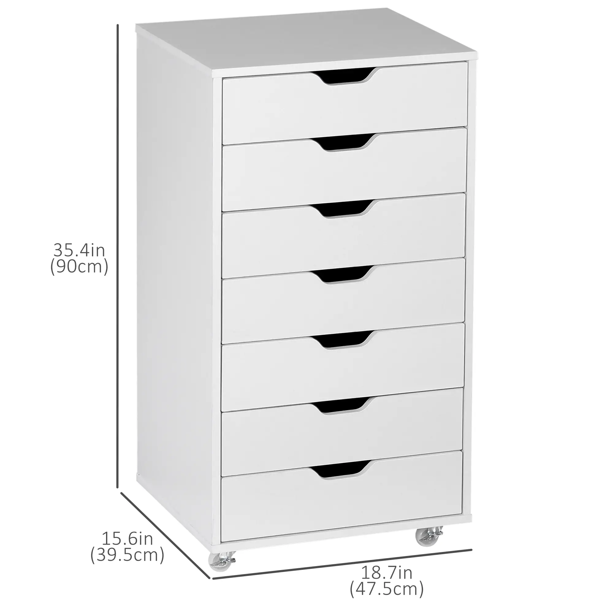 7-Drawer Vertical File Cabinet, Home Office Storage, 18.7"x15.6"x35.4", White - Image 3