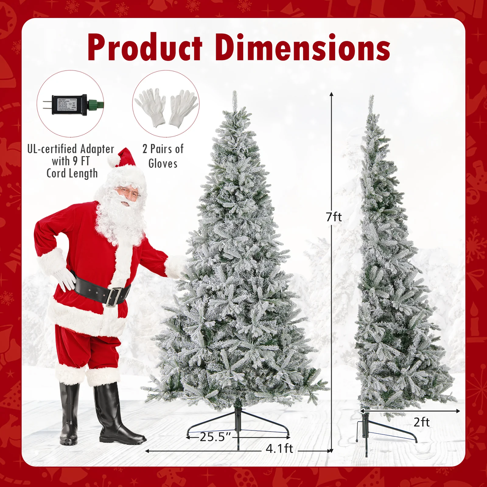 7 Feet Half Artificial Christmas Tree, 852 PE PVC Tips, 9 Modes, Green - Image 6
