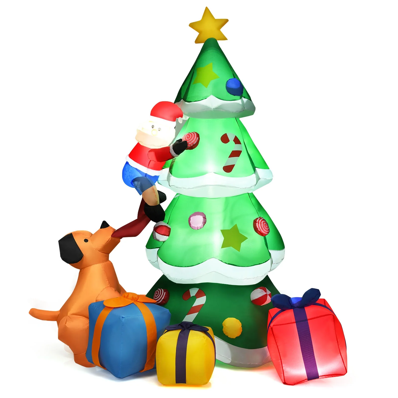 7 Feet Inflatable Christmas Tree, LED Lights, Green - Image 8