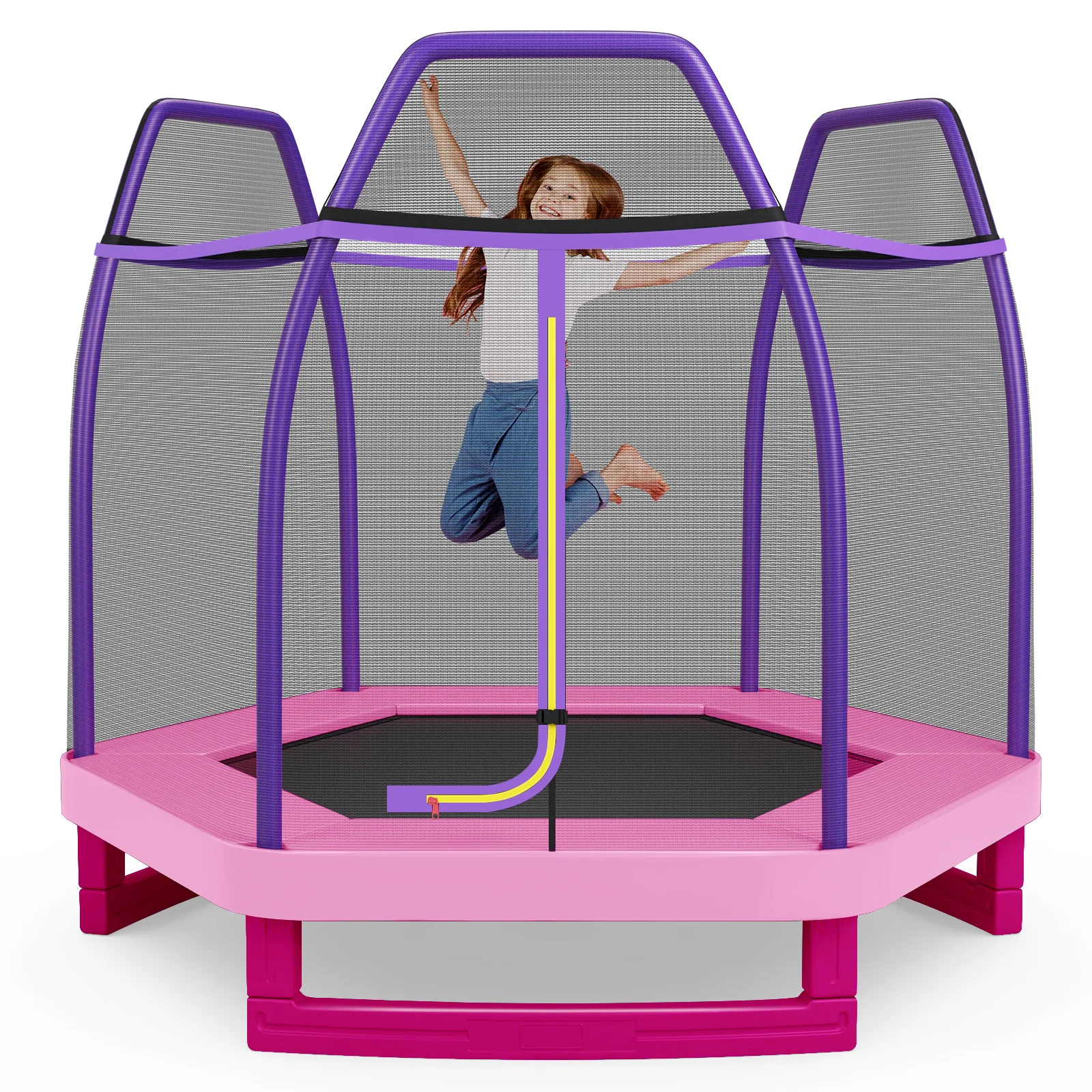 7 Feet Kids Trampoline, Pink - Image 4