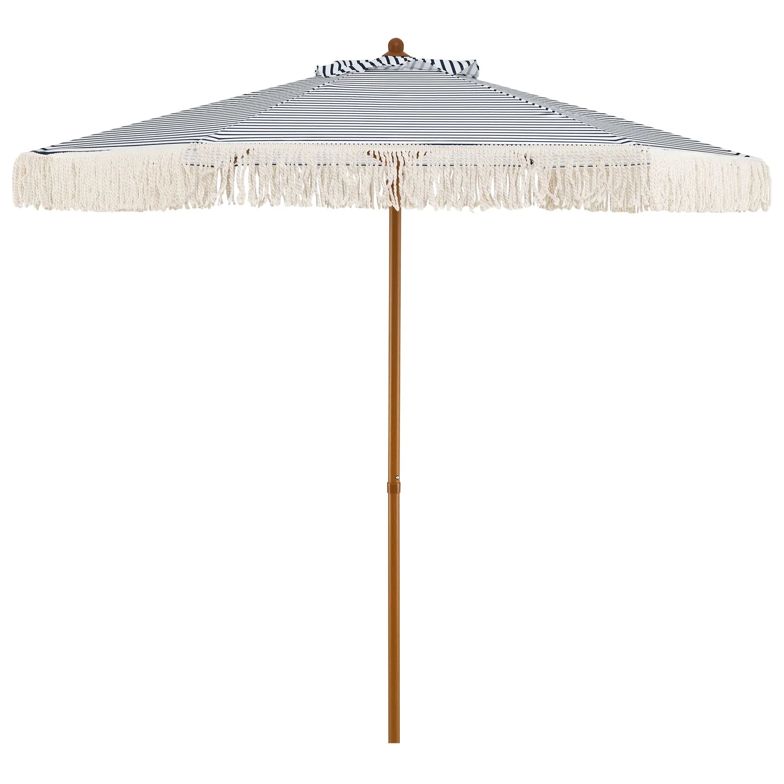 7 Feet Patio Umbrella, Sun-Protective Beach Umbrella With Fringe Tassel, Blue