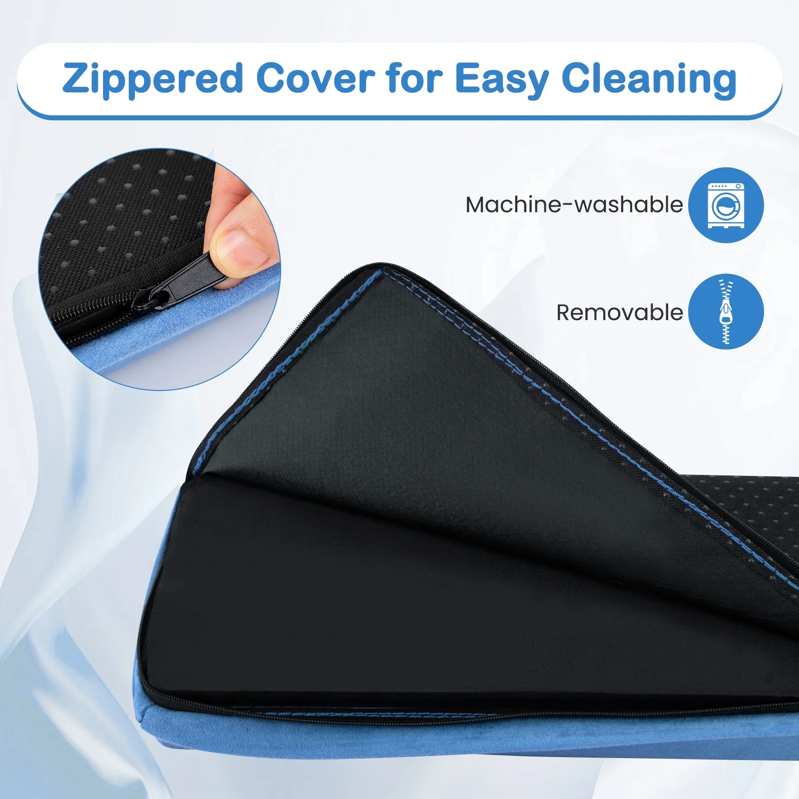 7 FT Folding Balance Beam, Removable Suede Cover, Non-Slip Bottom, Navy - Image 9