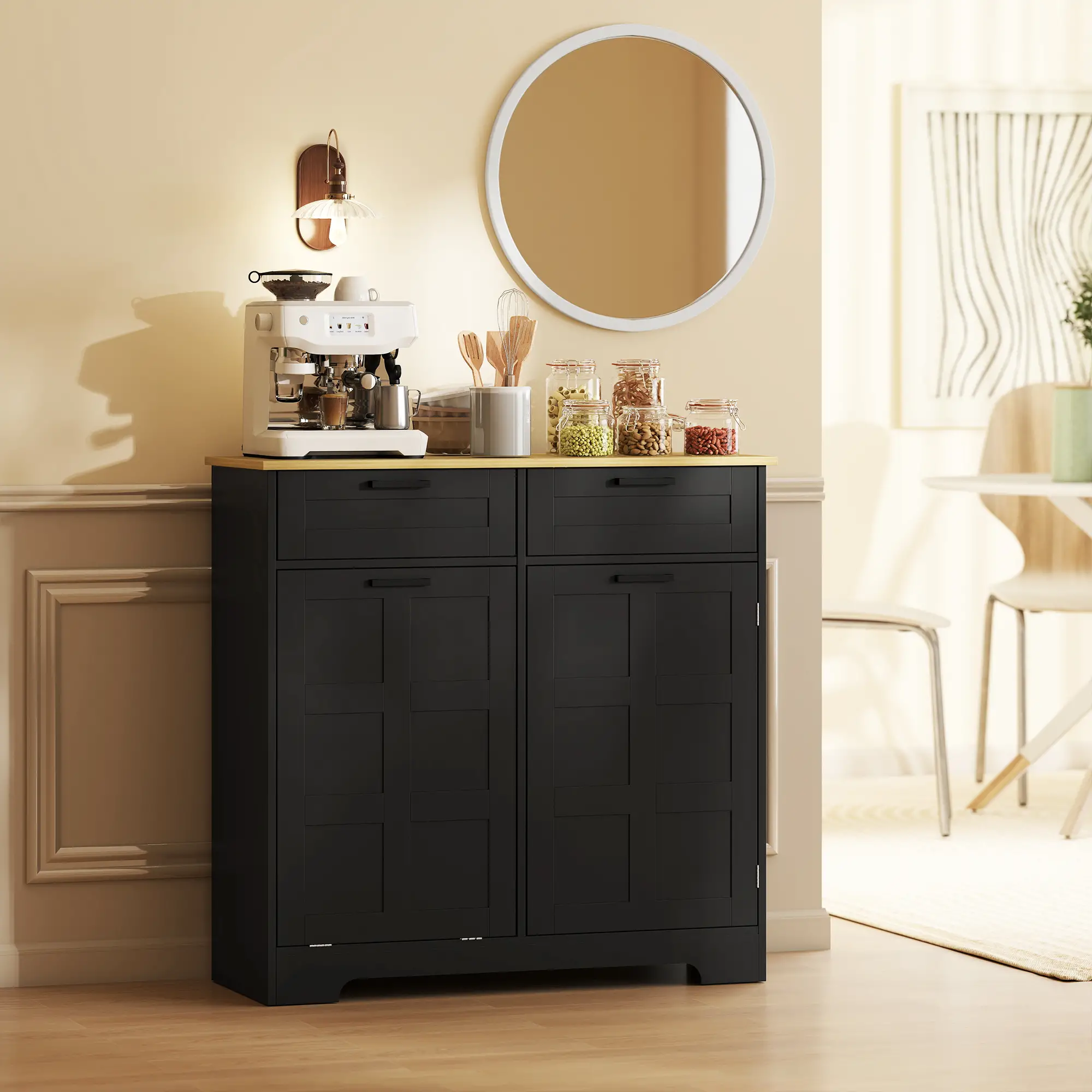 7 Gallon Tilt Out Garbage Cabinet, Kitchen Island, Black - Image 8