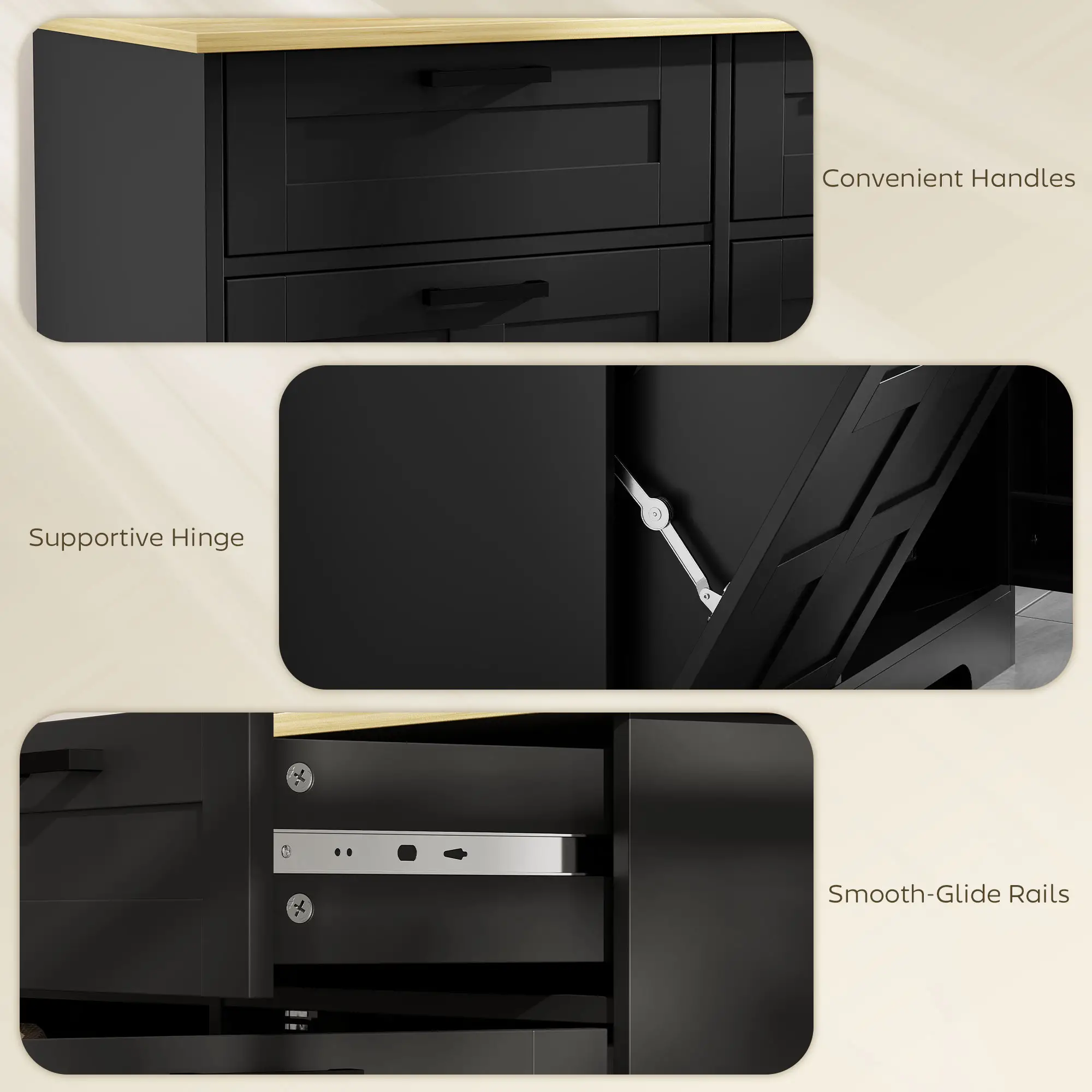 7 Gallon Tilt Out Garbage Cabinet, Kitchen Island, Black - Image 9
