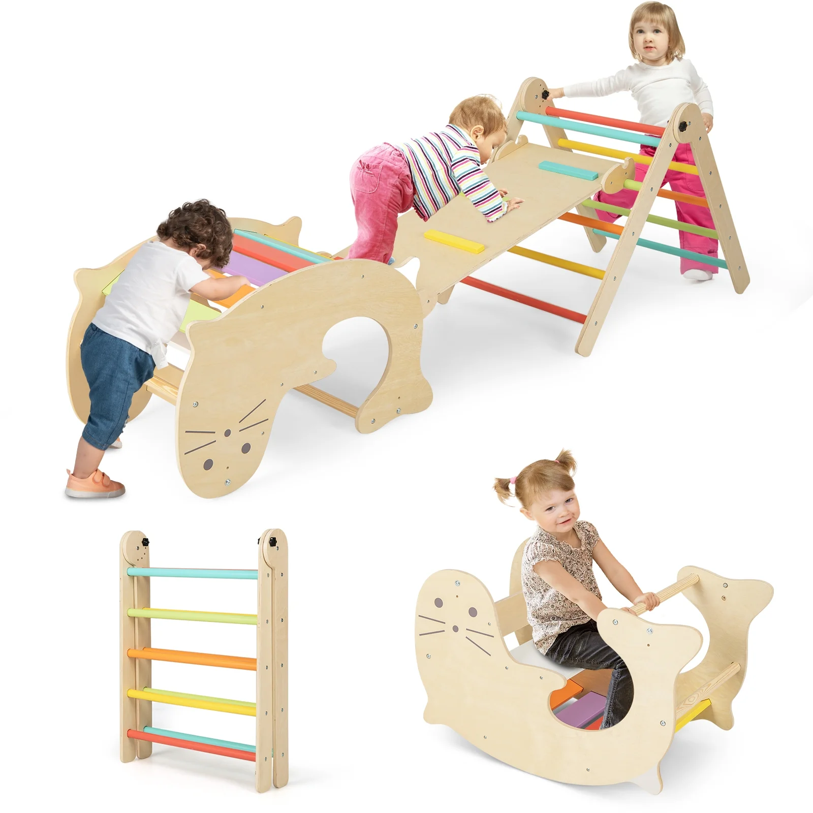 7-In-1 Indoor Climbing Toy For Toddlers, Reversible Ramp, Multicolor