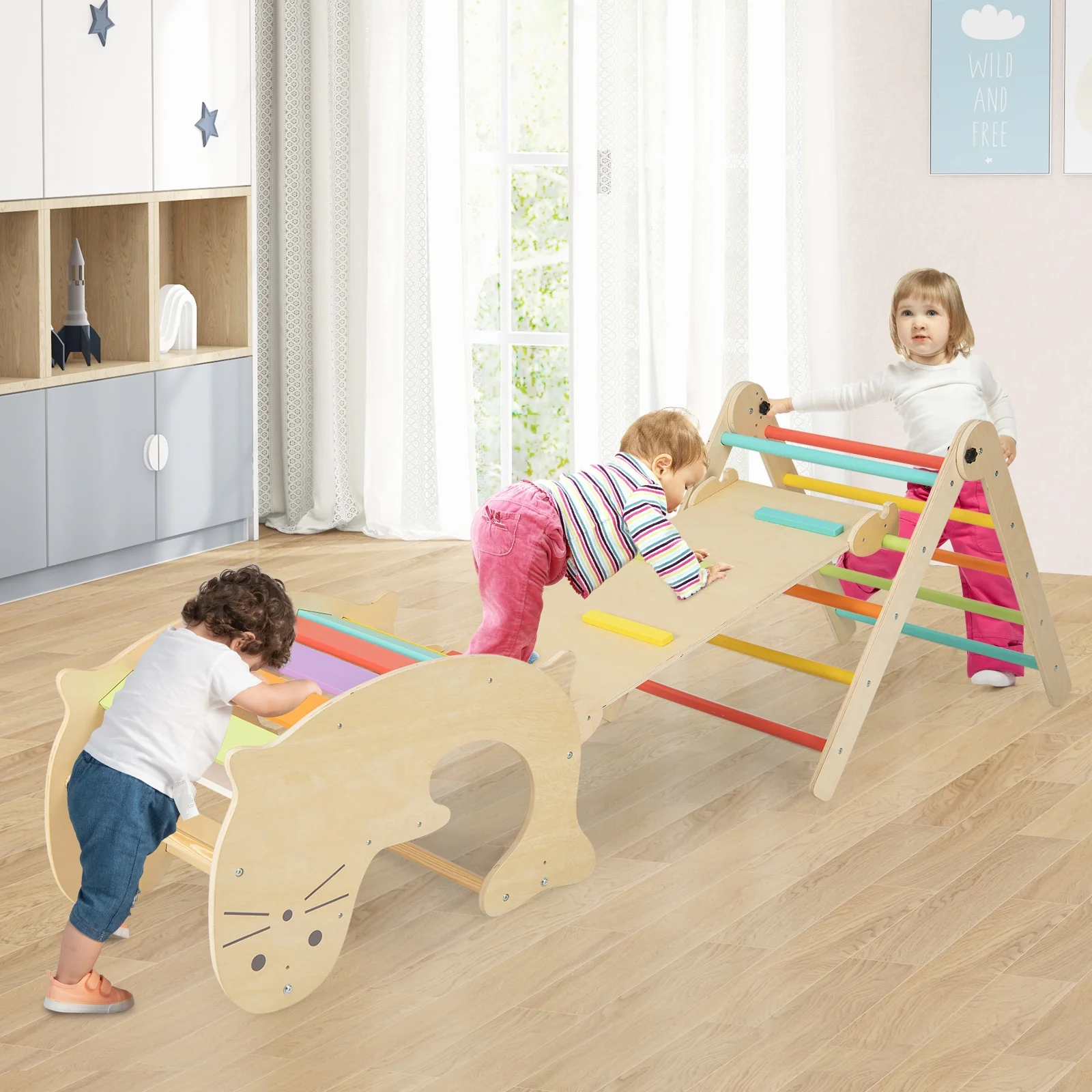 7-In-1 Indoor Climbing Toy For Toddlers, Reversible Ramp, Multicolor - Image 2