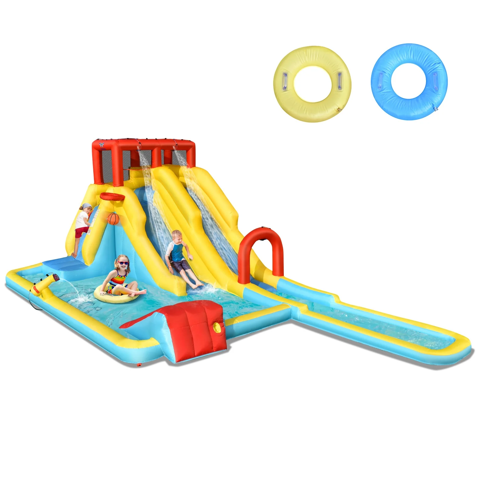7-In-1 Inflatable Dual Slide Water Park Bounce House