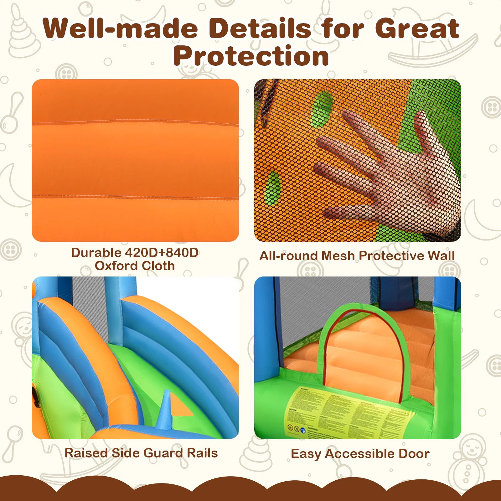 7-in-1 Inflatable Giant Water Park Bouncer, Dual Climbing Walls, 735W Blower - Image 10