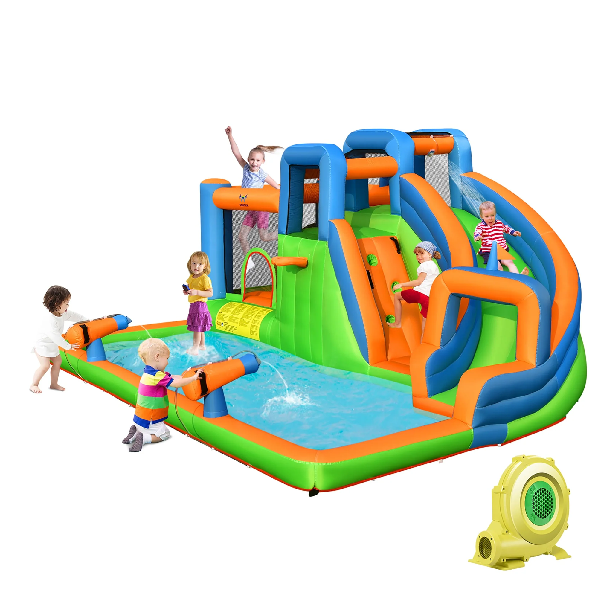 7-in-1 Inflatable Giant Water Park Bouncer, Dual Climbing Walls, 735W Blower - Image 3
