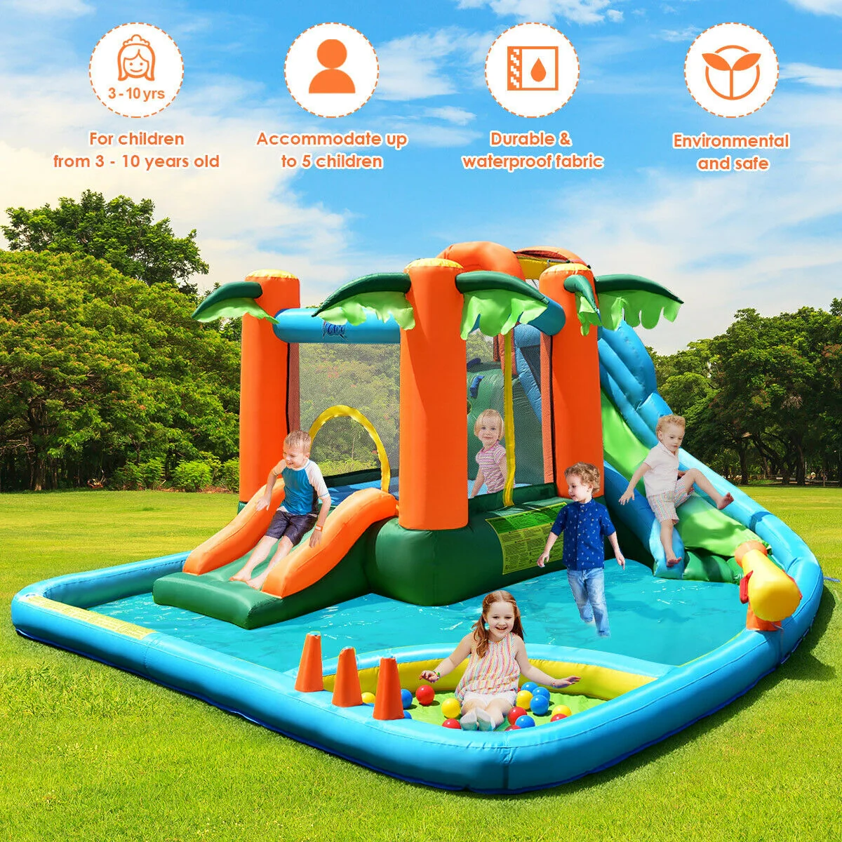 7-In-1 Inflatable Slide Bouncer With Two Slides - Image 3
