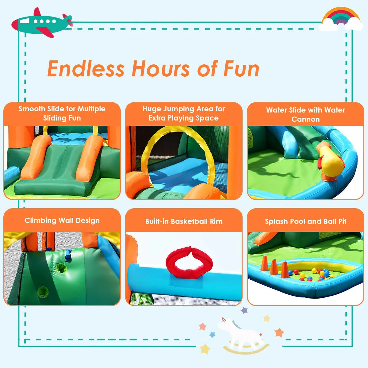 7-In-1 Inflatable Slide Bouncer With Two Slides - Image 7