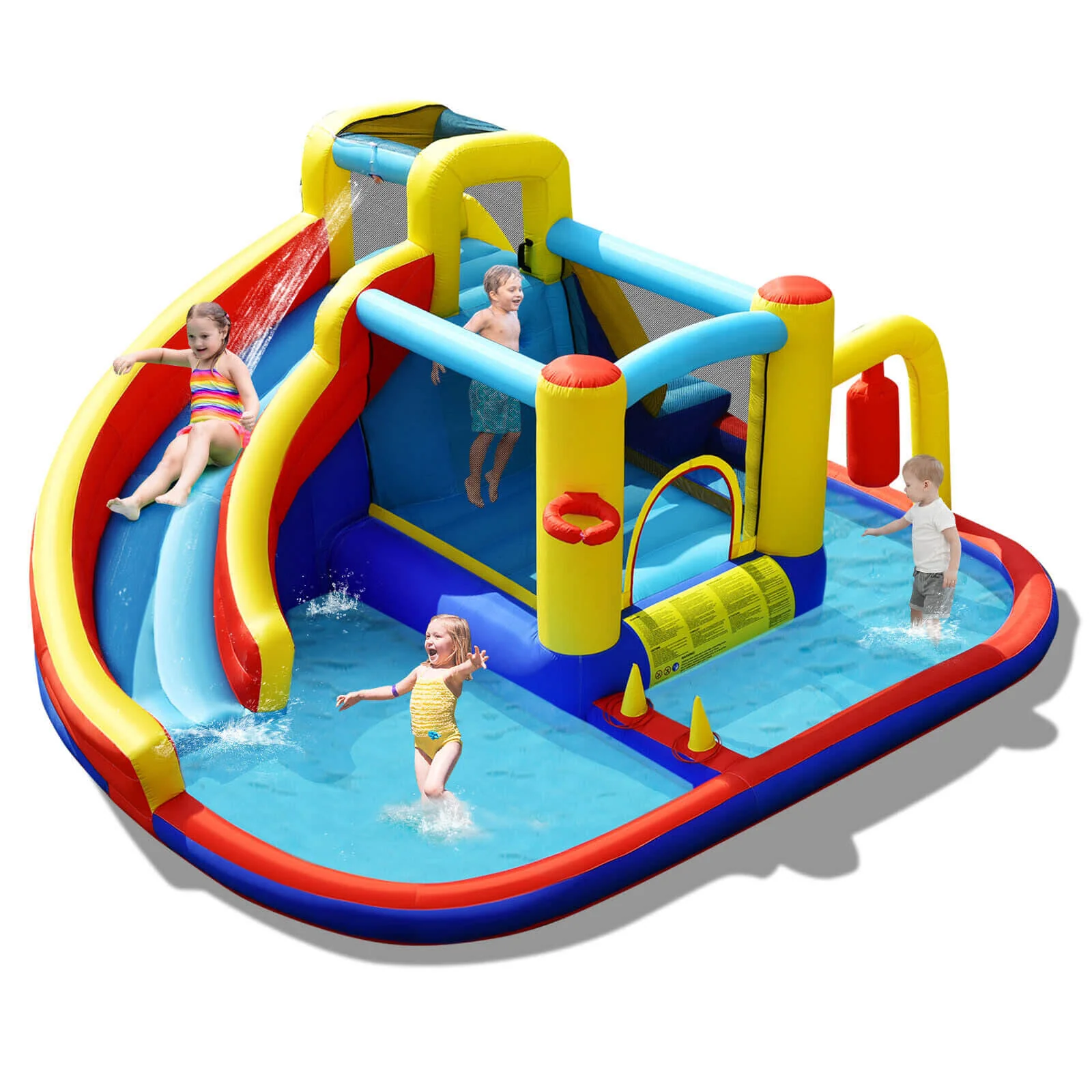 7-In-1 Inflatable Water Slide Bounce Castle, Splash Pool, Climbing Wall - Image 4