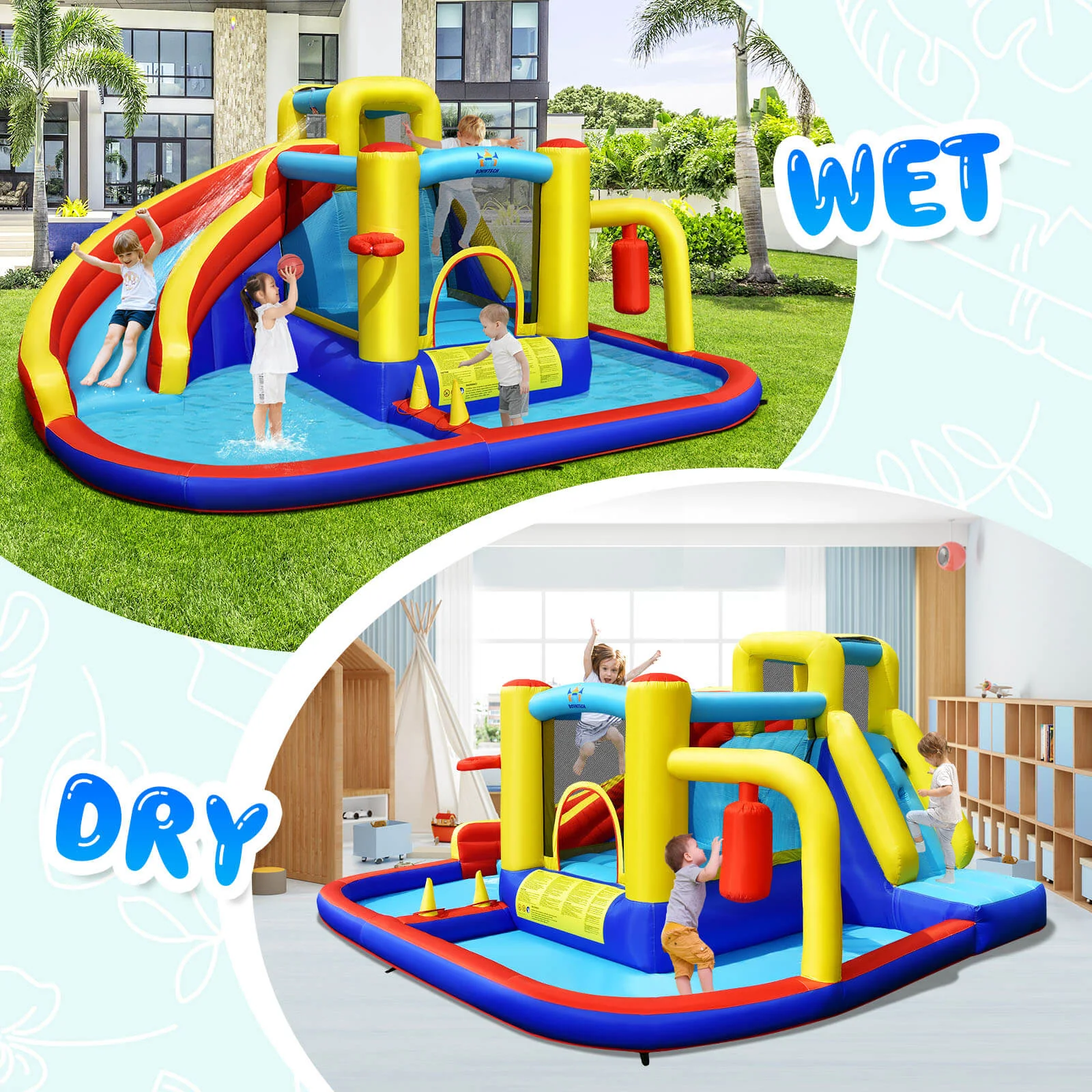 7-In-1 Inflatable Water Slide Bounce Castle, Splash Pool, Climbing Wall - Image 9