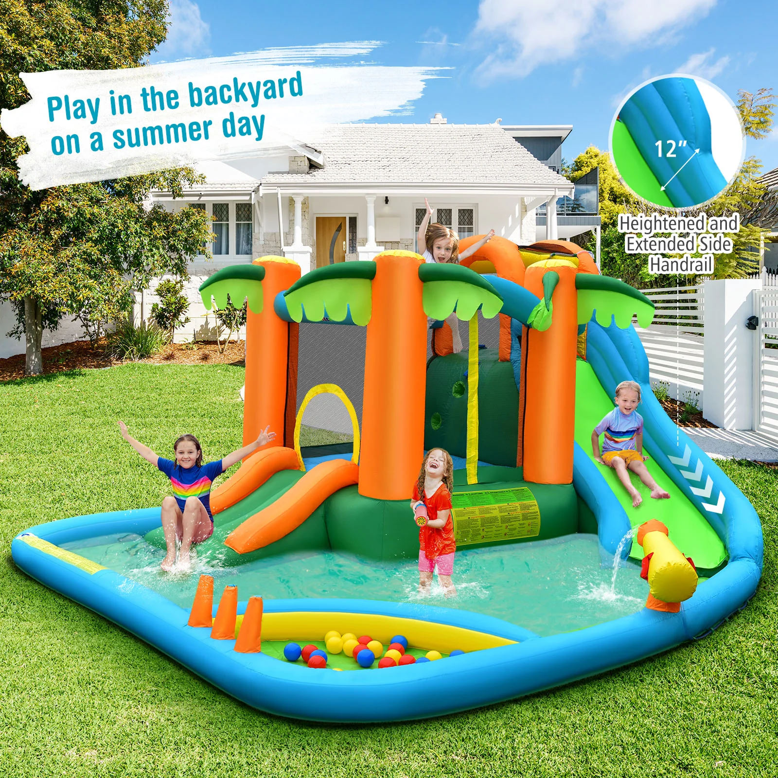 7-in-1 Inflatable Water Slide Park with 780W Blower - Image 5