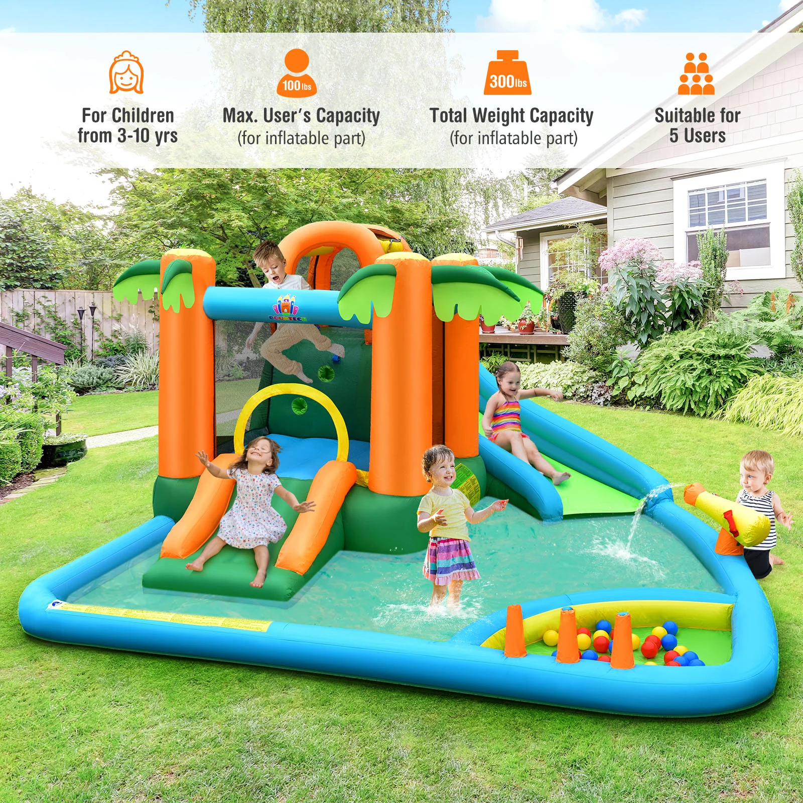7-in-1 Inflatable Water Slide Park with 780W Blower - Image 9