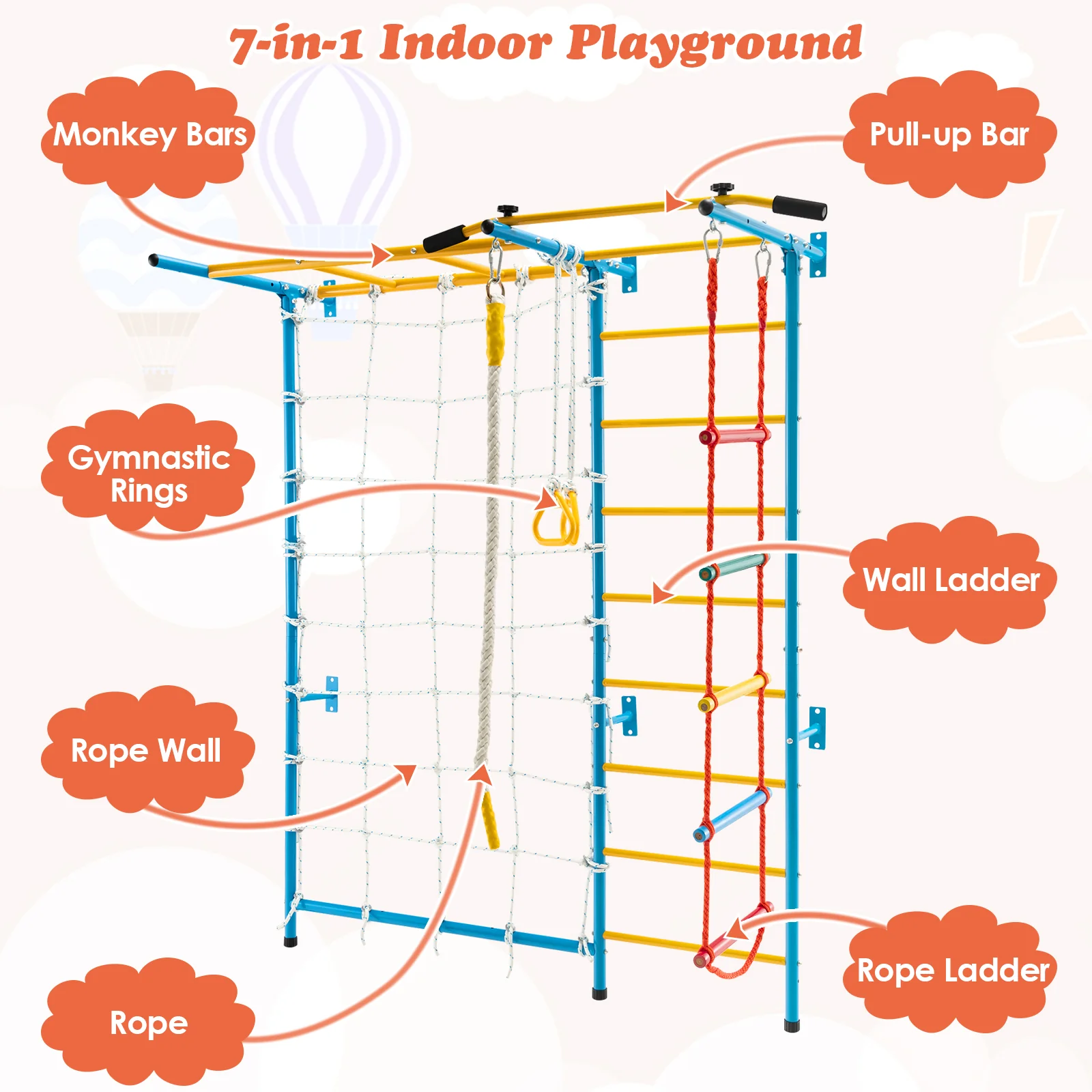 7-In-1 Swedish Ladder With Folding Gymnastics Mat, Blue - Image 7