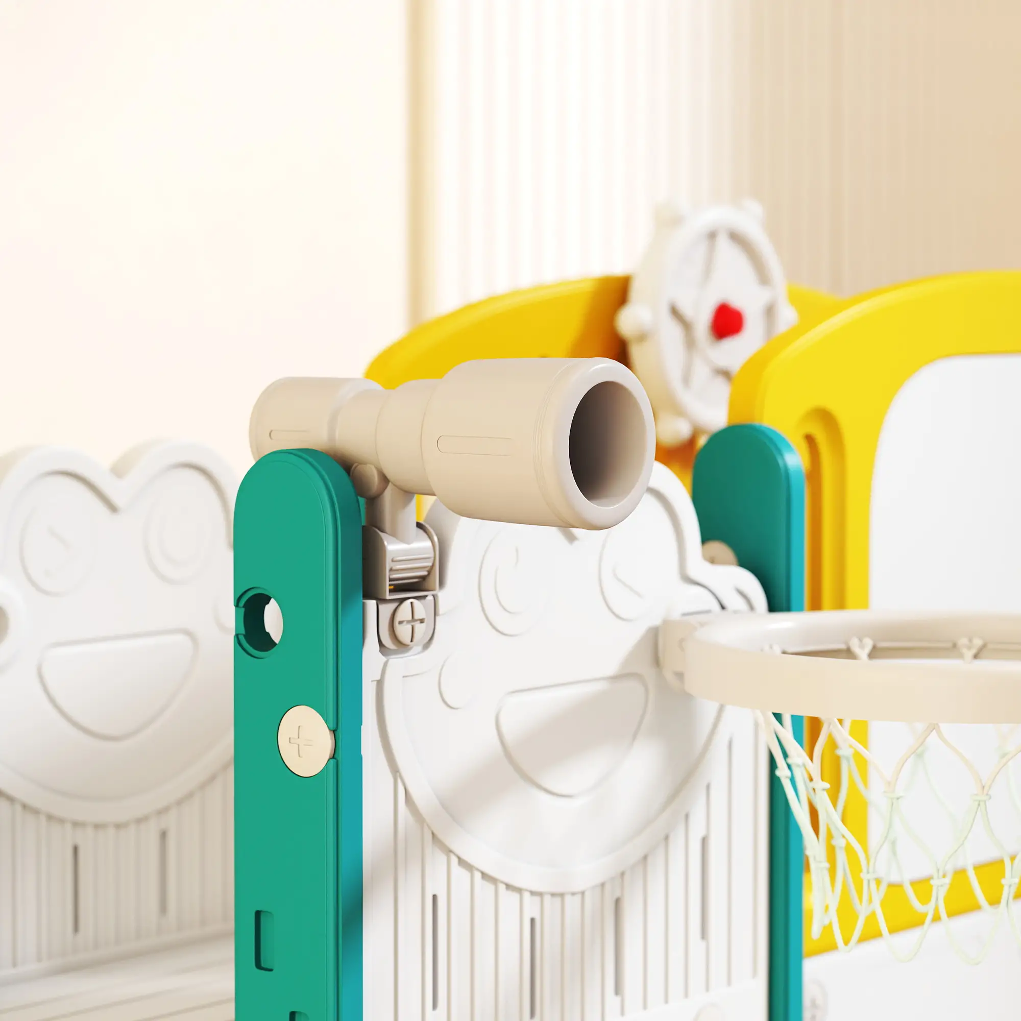 7-in-1 Toddler Slide With Basketball Hoop, Yellow - Image 8