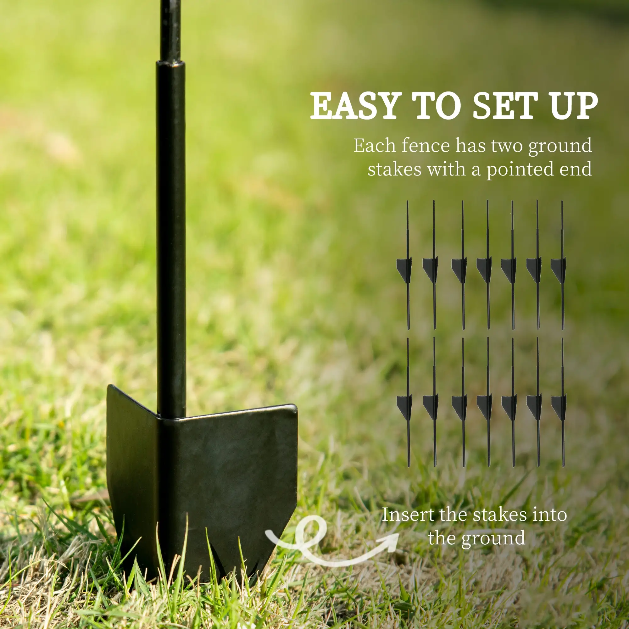 7 Pack Garden Fencing, Decorative Fence Panels, Animal Barrier, Flower Edging, Black - Image 4