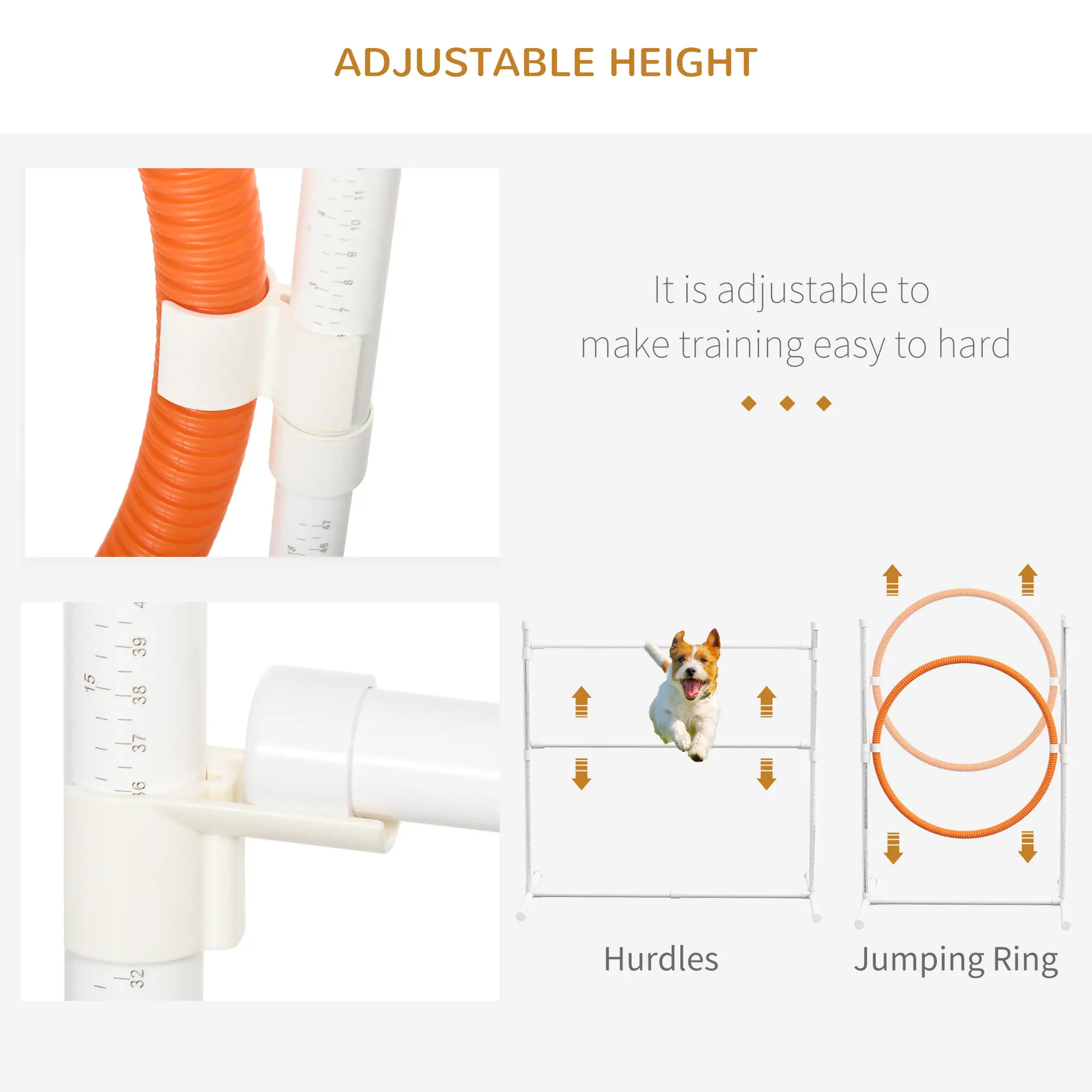 7 Pcs Dog Agility Kit, Tunnels, Weave Poles, Adjustable Hurdles, Blue - Image 4