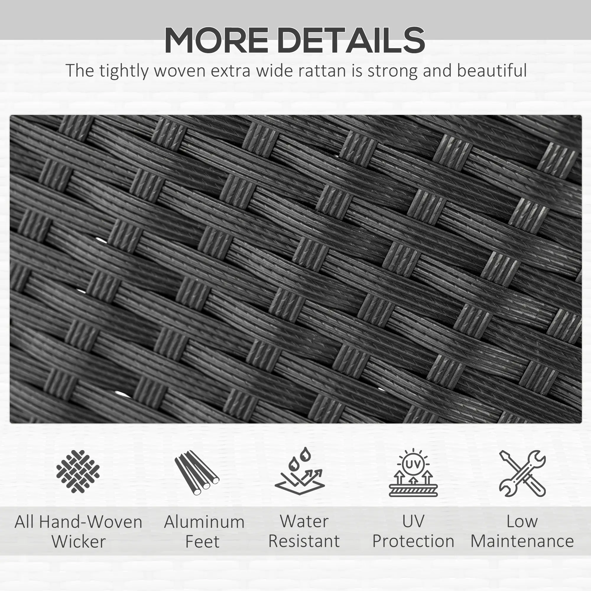 7-Piece Outdoor Dining Set, PE Wicker Rattan Patio Furniture, Glass Table Top - Image 4