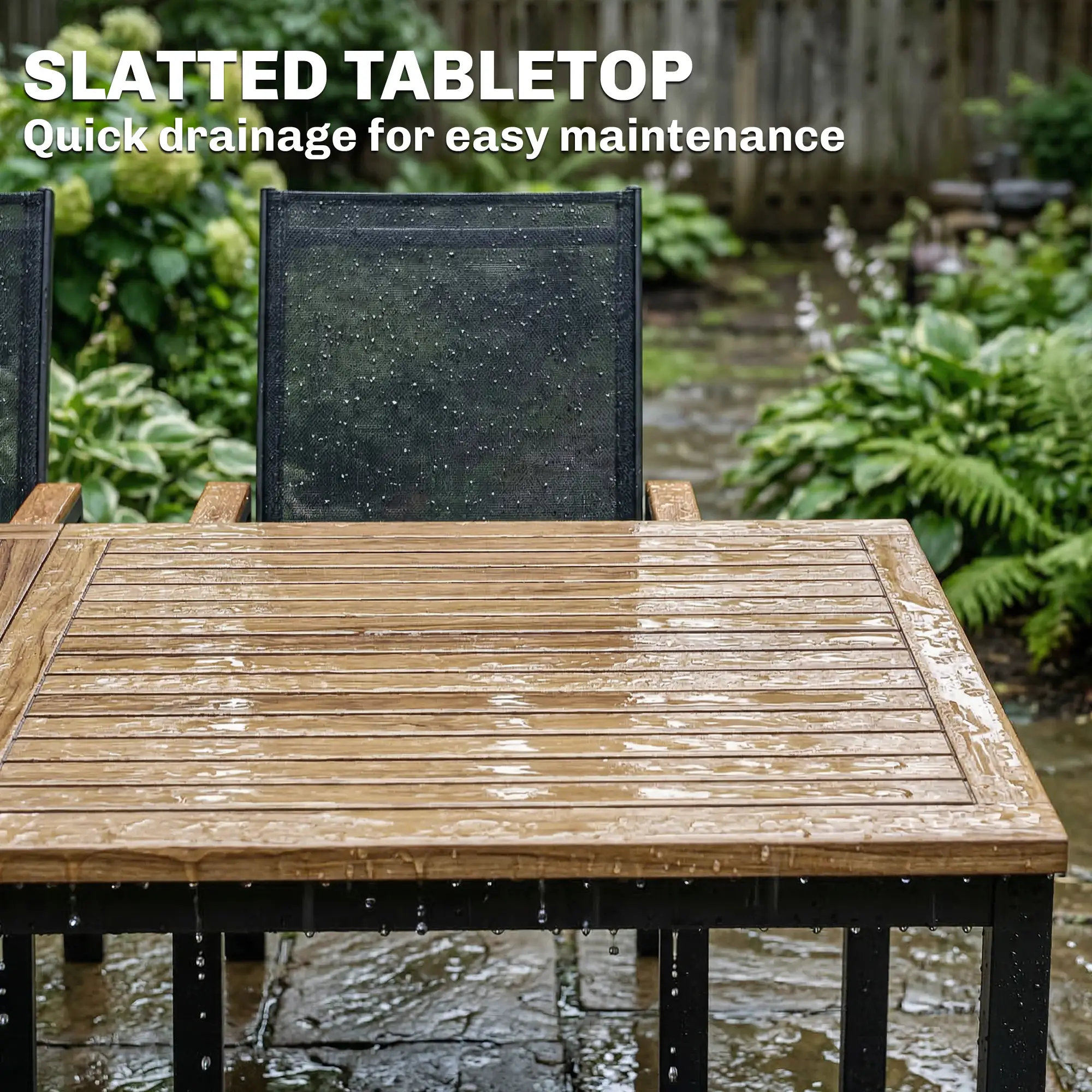 7 Piece Outdoor Dining Set, Rectangle Patio Table, 6 Mesh Chairs - Image 7