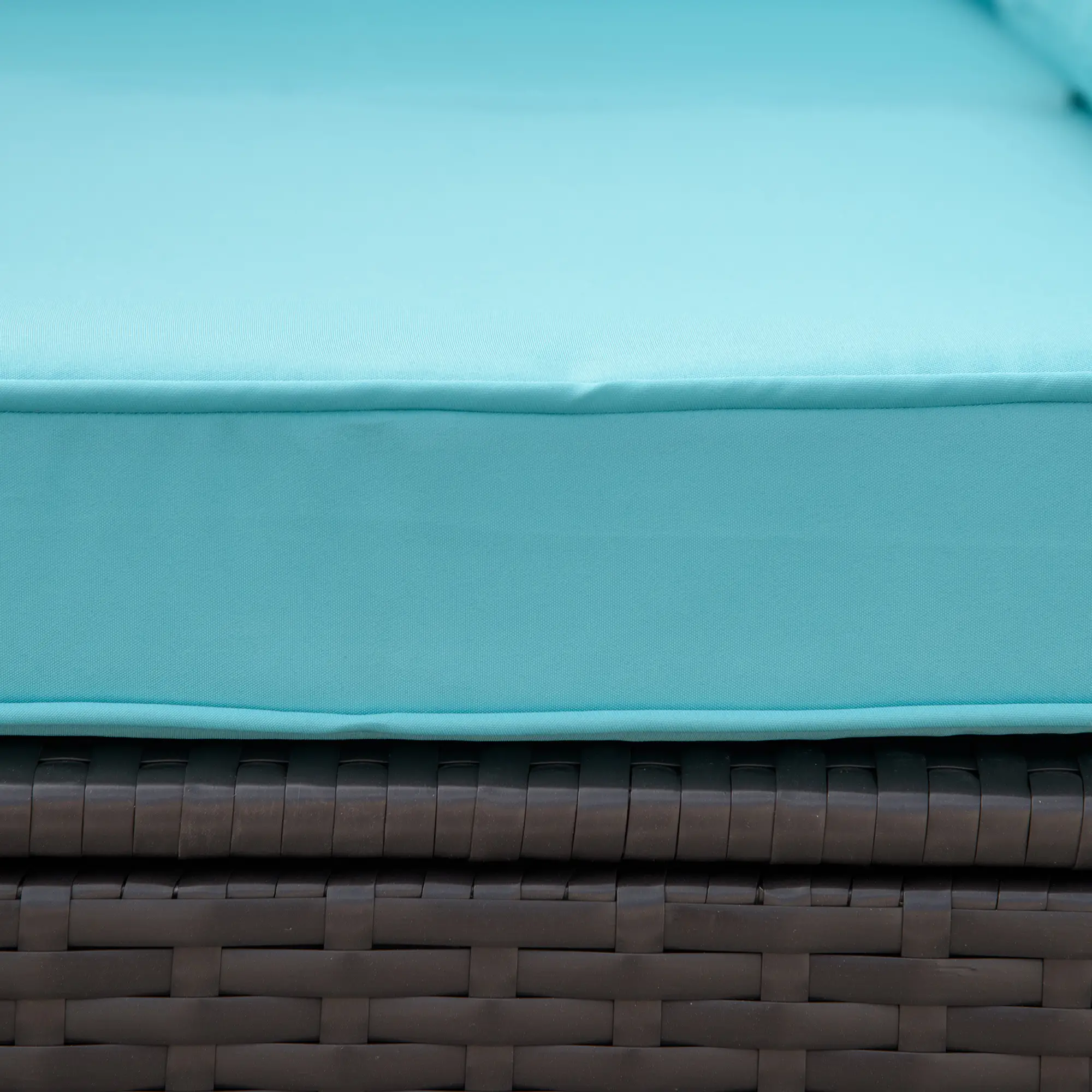 7-Piece Outdoor Wicker Sectional Sofa, Deep Coffee, Light Blue - Image 10
