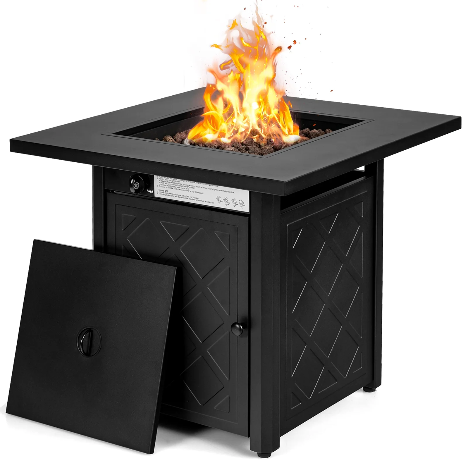 7-Piece Patio Set, 28 Inches 50000 BTU Propane Fire Pit Table, Red - Image 5