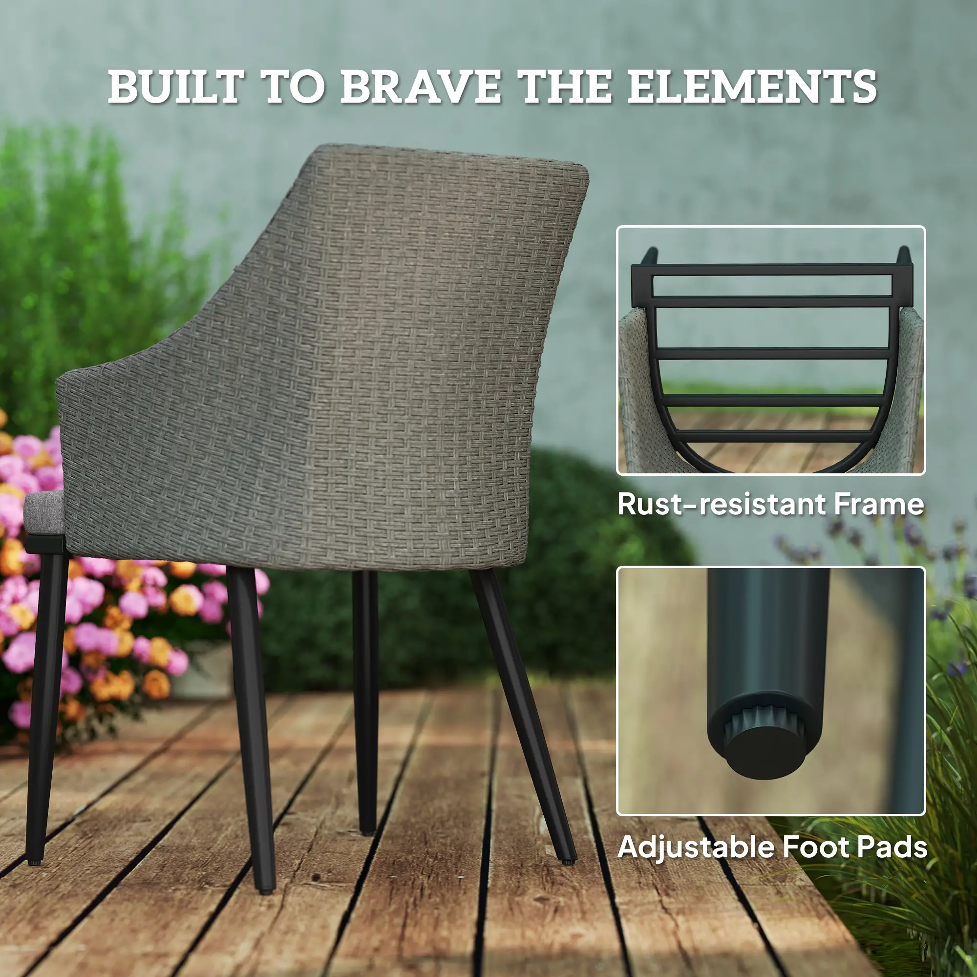 7 Piece Wicker Patio Set, Cushions, Umbrella Hole, Slatted Table - Image 6