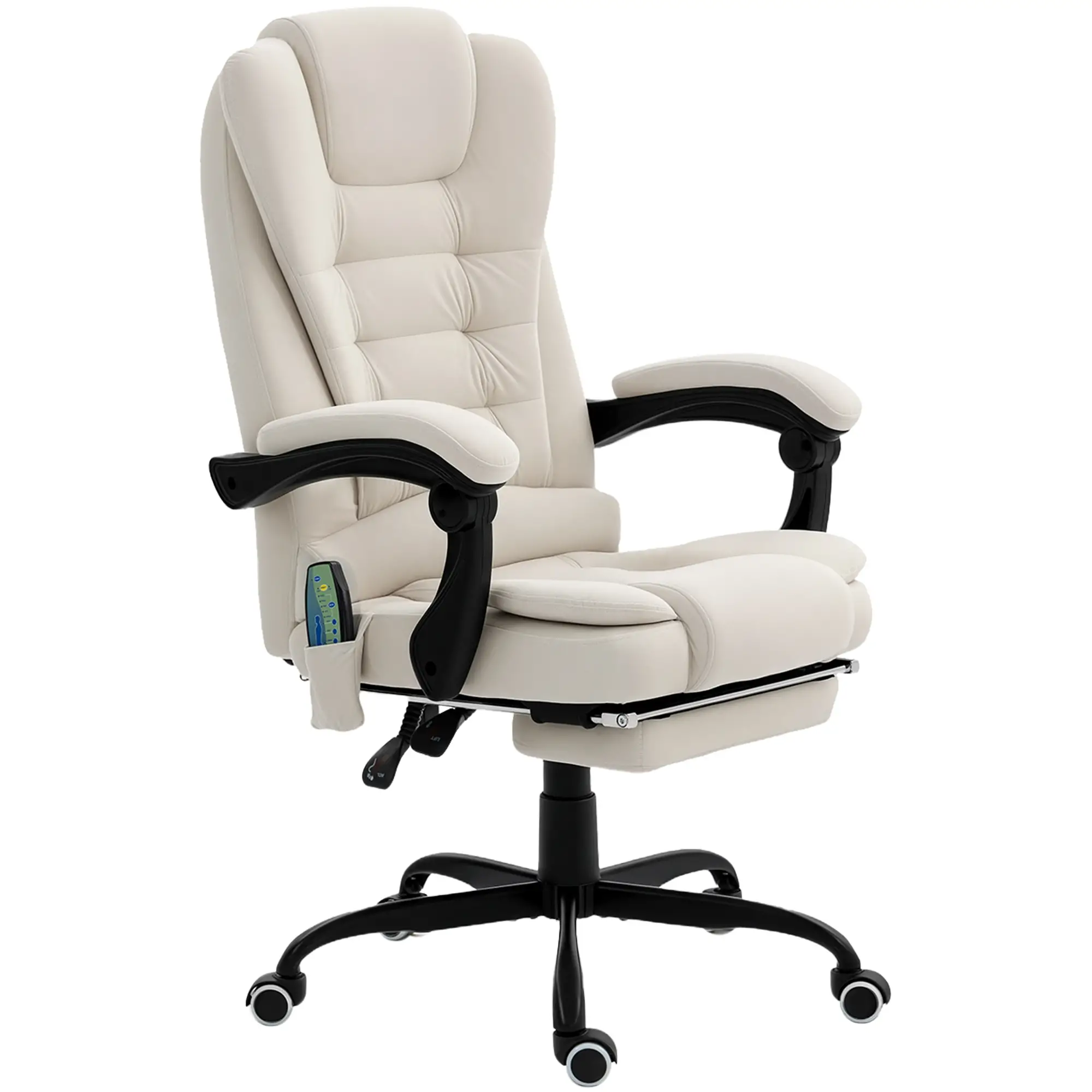 7-Point Vibrating Massage Chair, Reclining Office Chair with Footrest, Beige