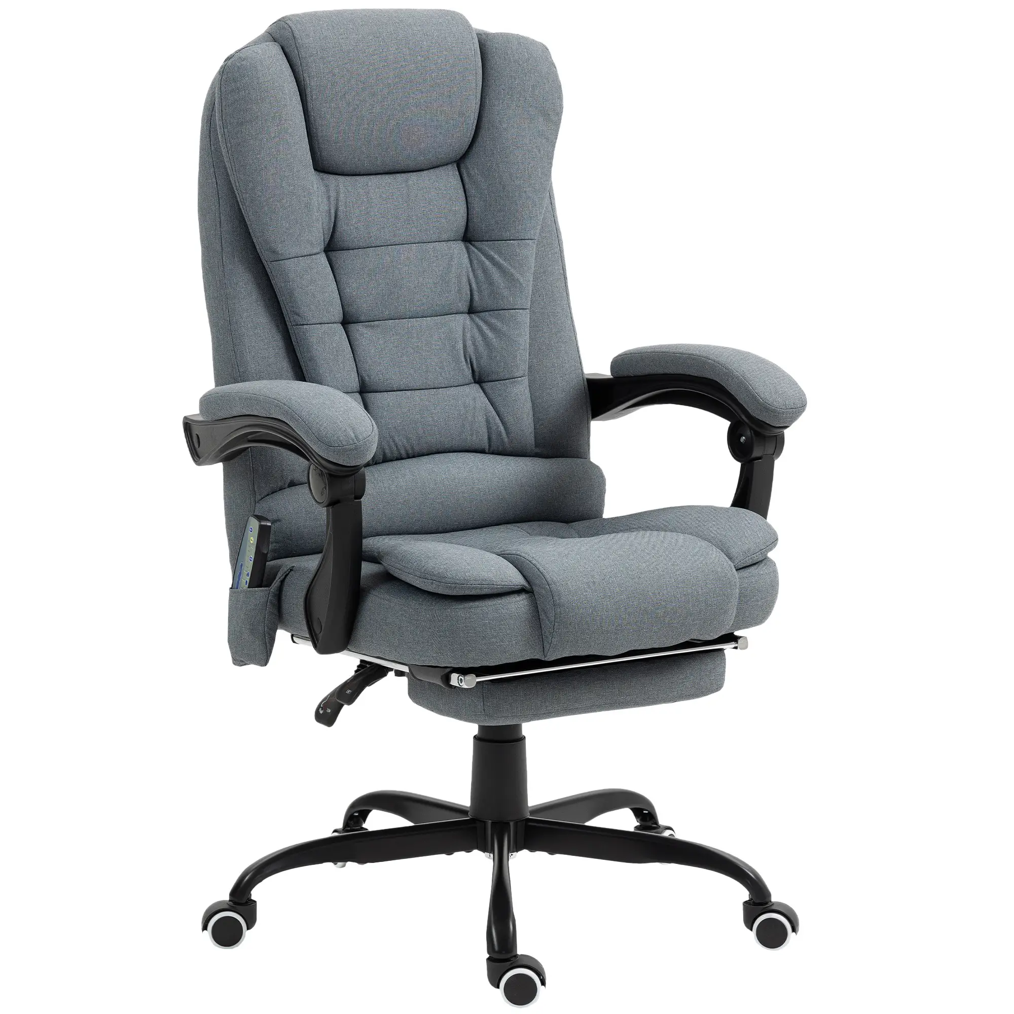 7-Point Vibrating Massage Chair, Reclining Office Chair with Footrest, Grey