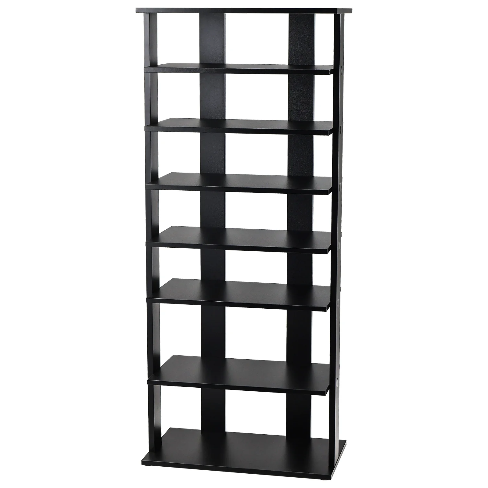 7-Tier Dual 14 Pair Shoe Rack Free Standing Concise Shelves Storage, Black - Image 5