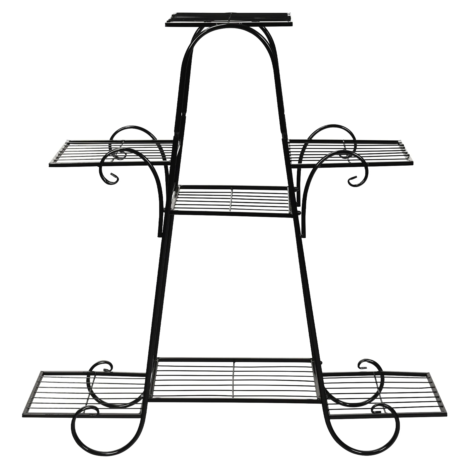 7 Tier Metal Patio Plant Stand, Black - Image 9
