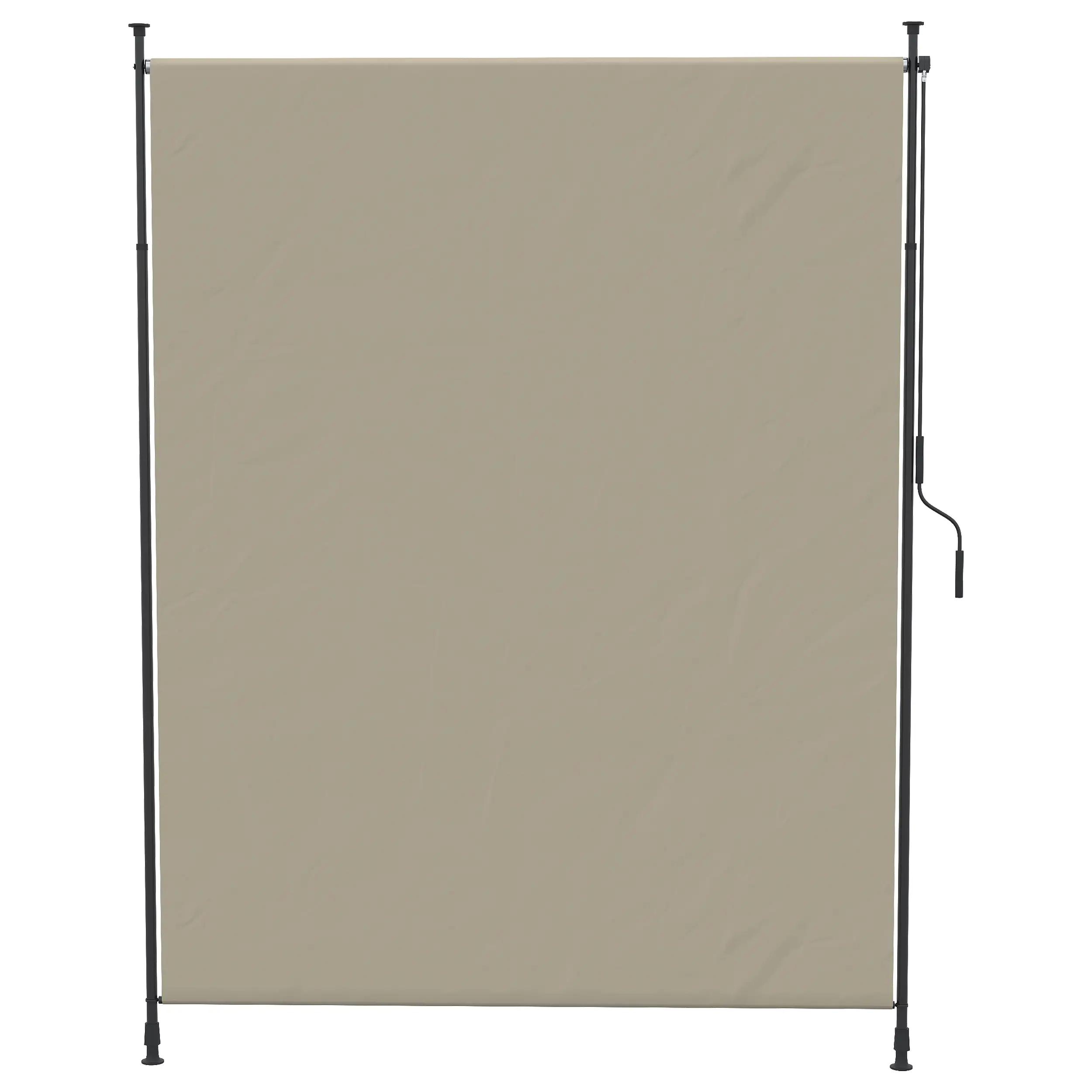 7' x 10' Retractable Patio Awning, Manual Outdoor Privacy Screen, Beige