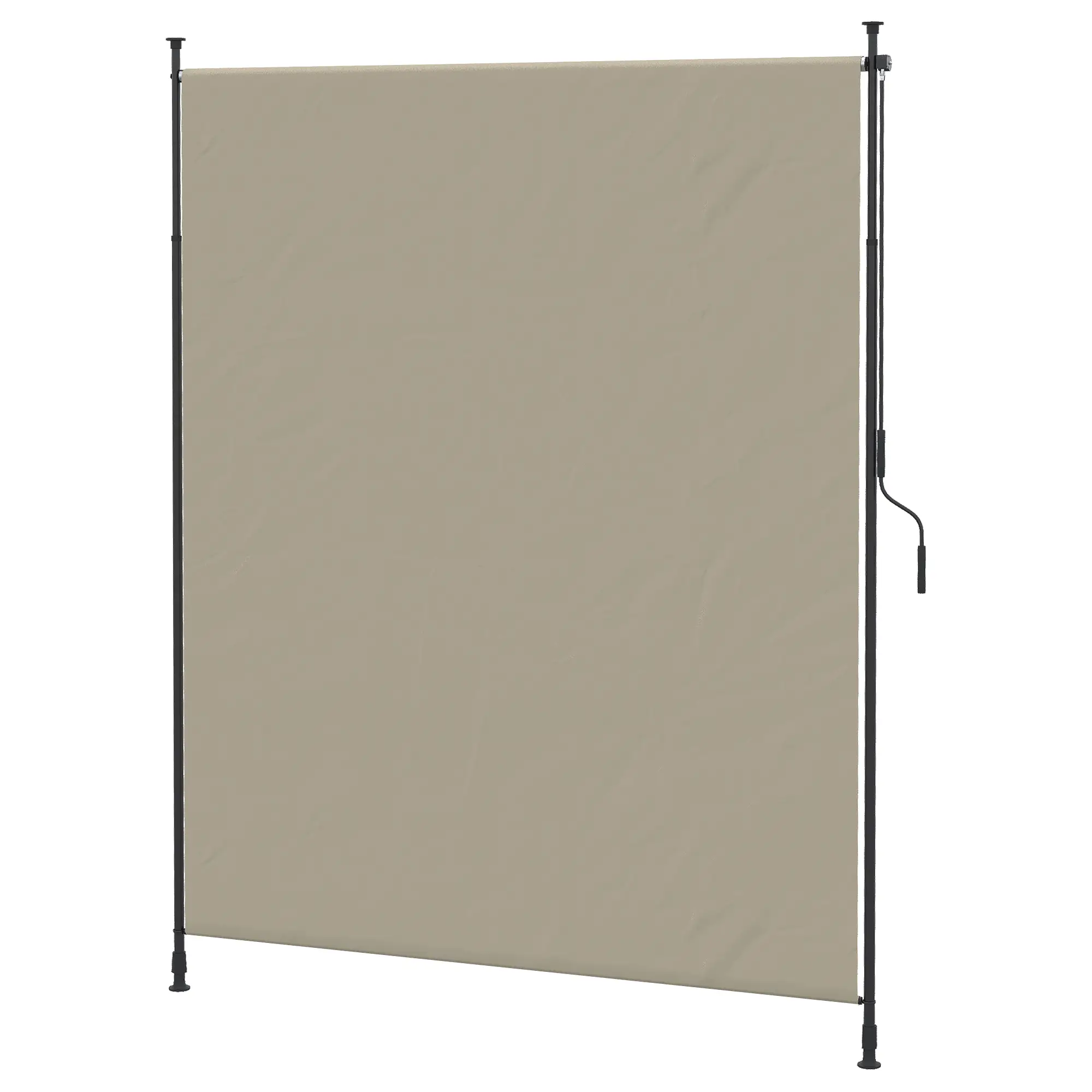 7' x 10' Retractable Patio Awning, Manual Outdoor Privacy Screen, Beige - Image 11
