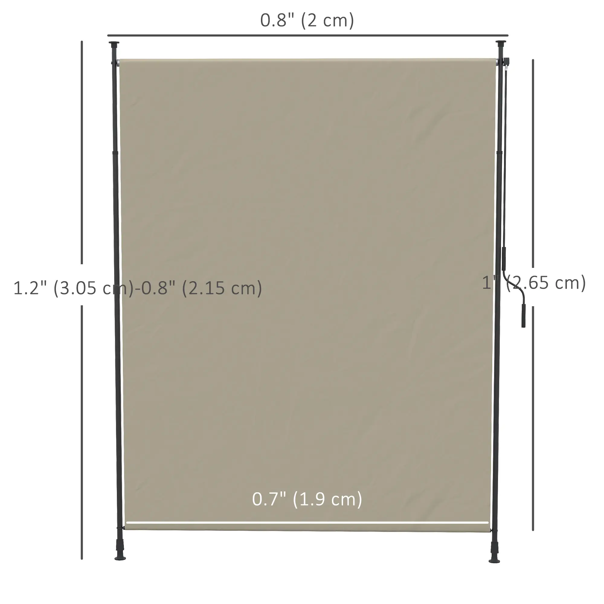 7' x 10' Retractable Patio Awning, Manual Outdoor Privacy Screen, Beige - Image 3