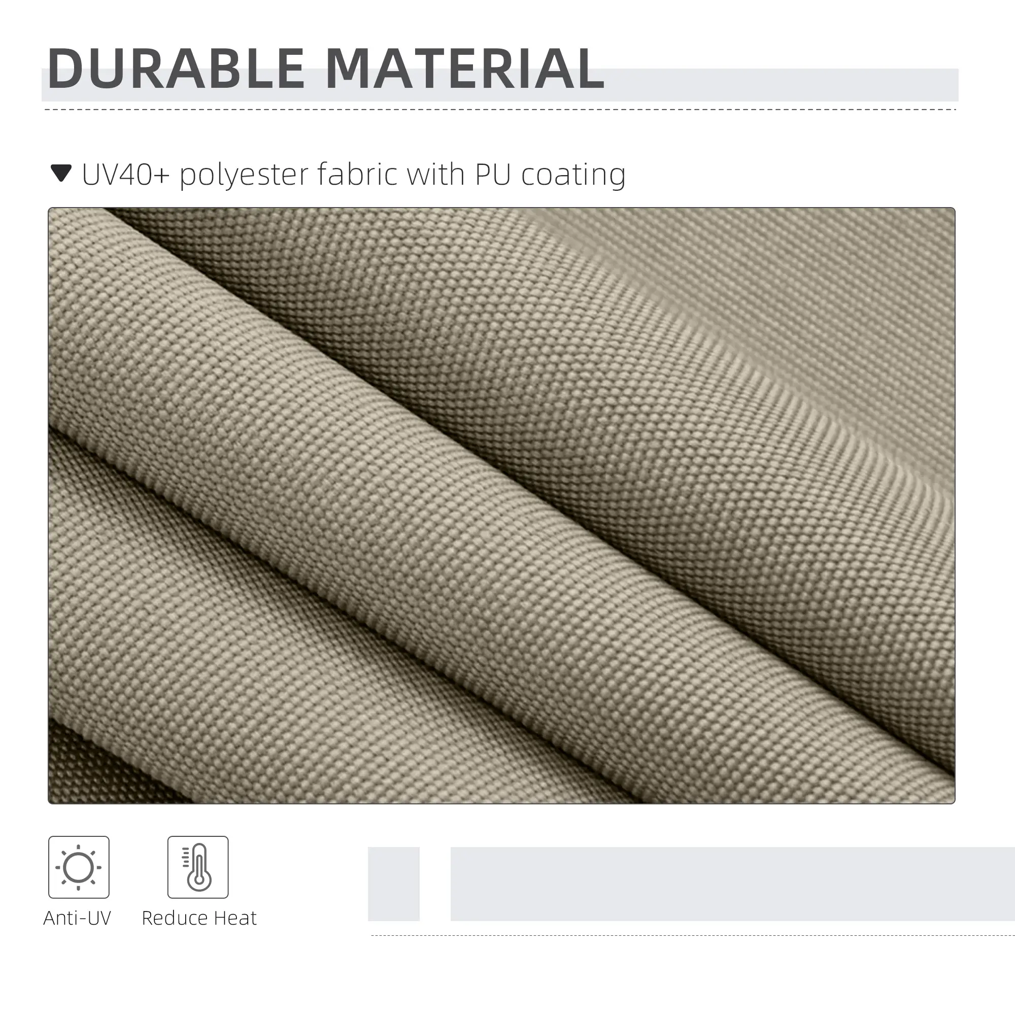 7' x 10' Retractable Patio Awning, Manual Outdoor Privacy Screen, Beige - Image 6