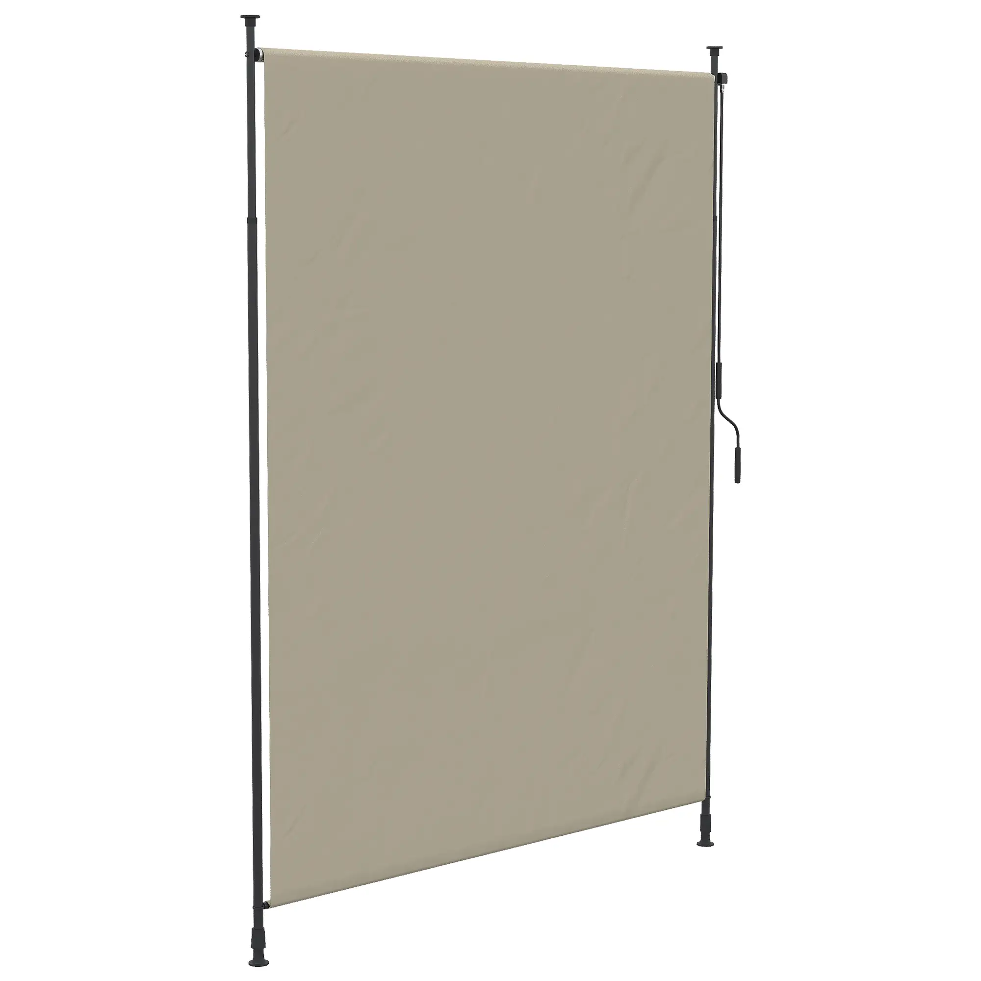 7' x 10' Retractable Patio Awning, Manual Outdoor Privacy Screen, Beige - Image 9