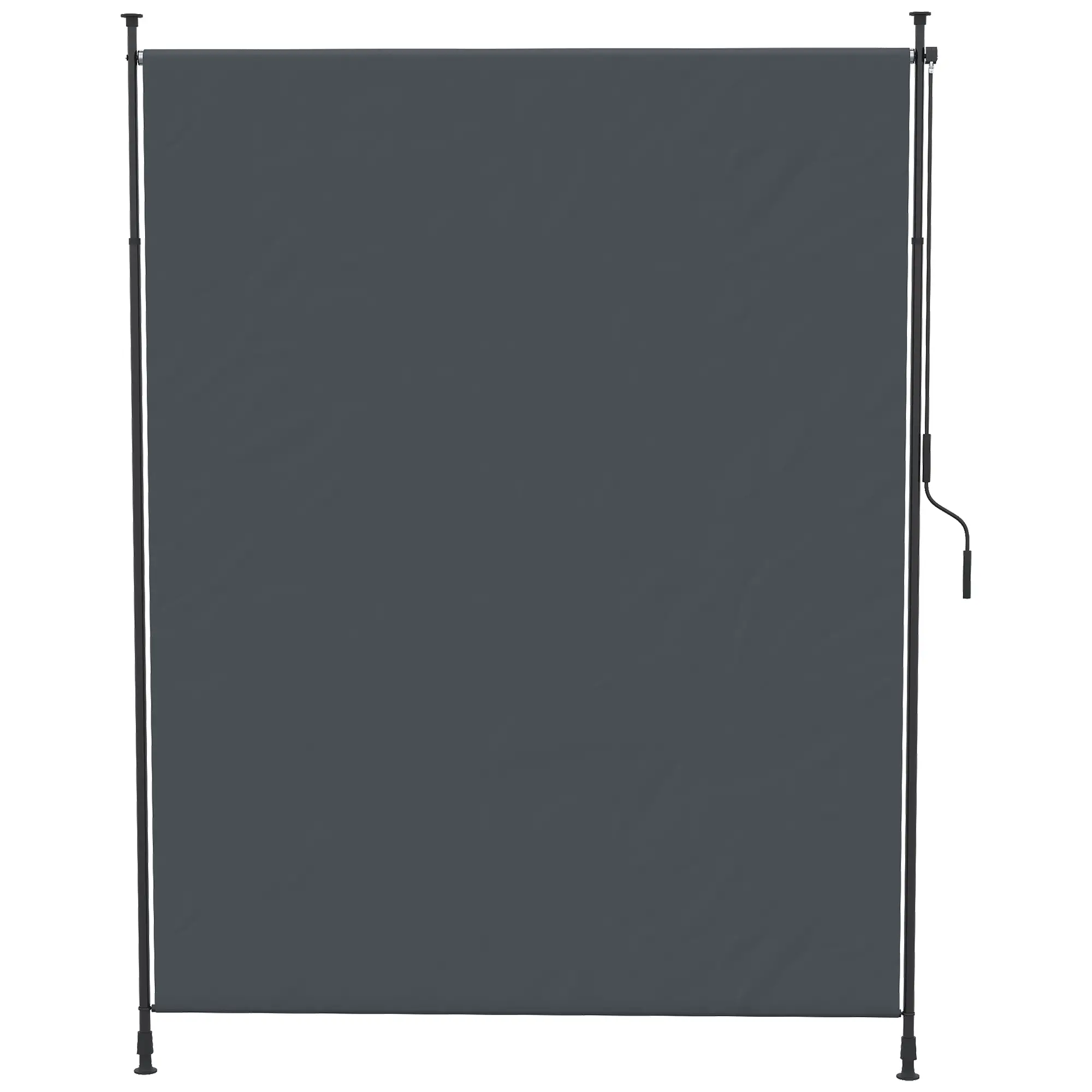 7' x 10' Retractable Patio Awning, Manual Outdoor Privacy Screen, UPF40+ Water-Resistant, Grey