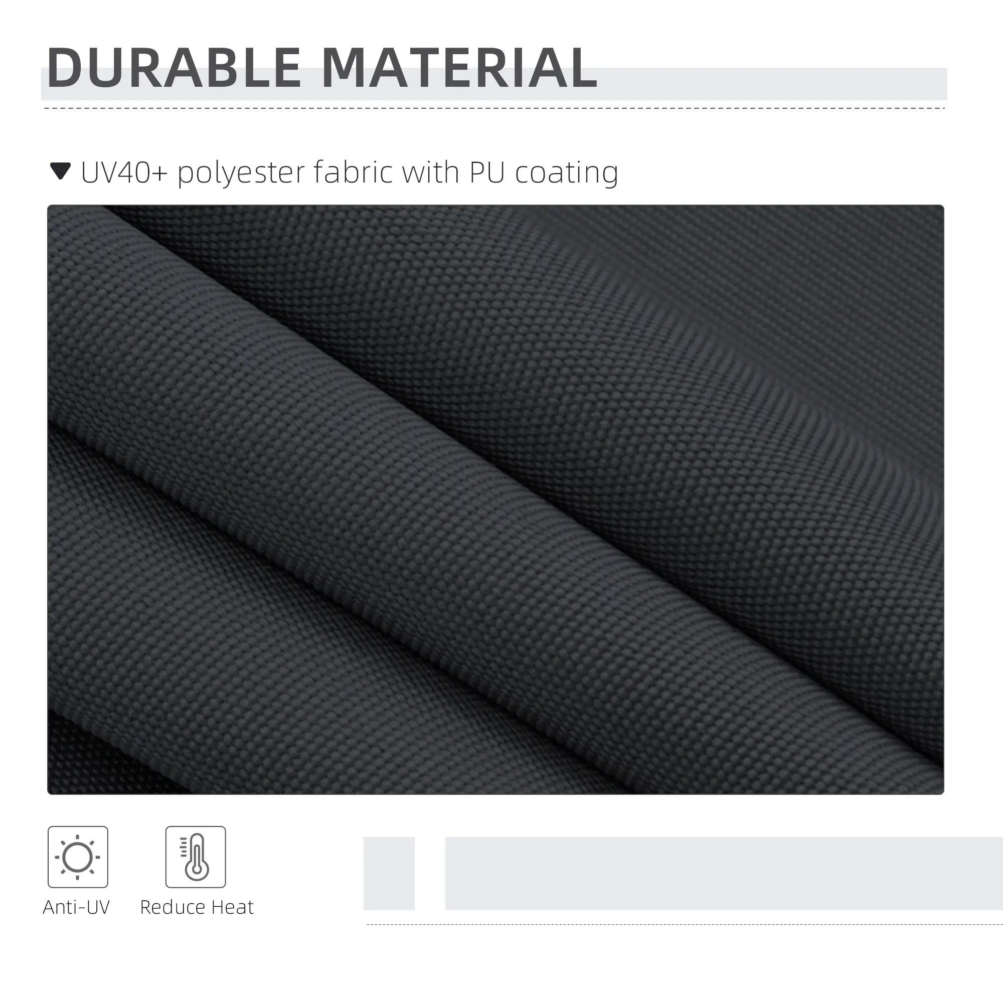 7' x 10' Retractable Patio Awning, Manual Outdoor Privacy Screen, UPF40+ Water-Resistant, Grey - Image 6