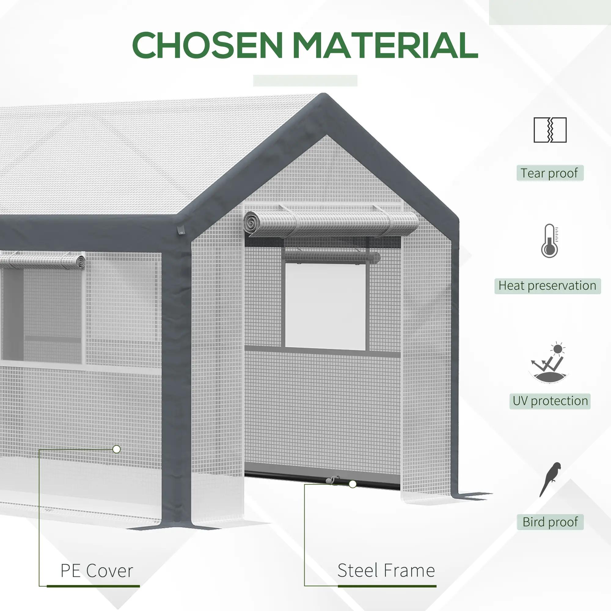 7' x 12' x 7' Heavy Duty Walk-In Greenhouse, Plant Growing Tent, White - Image 4
