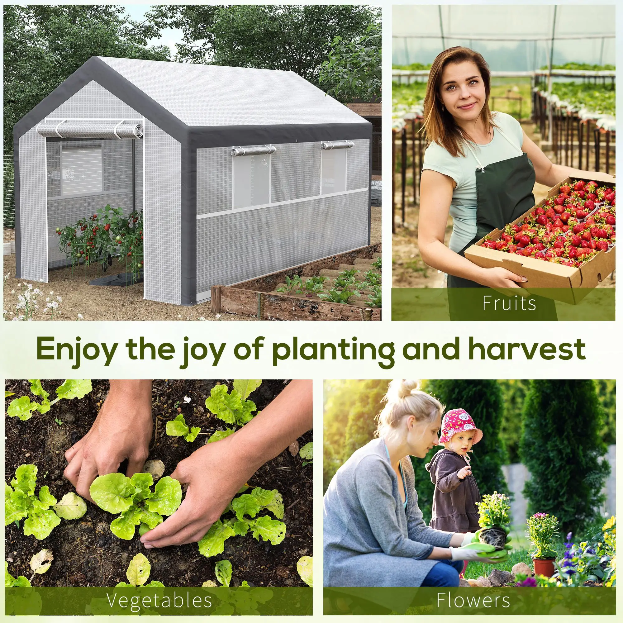 7' x 12' x 7' Heavy Duty Walk-In Greenhouse, Plant Growing Tent, White - Image 7