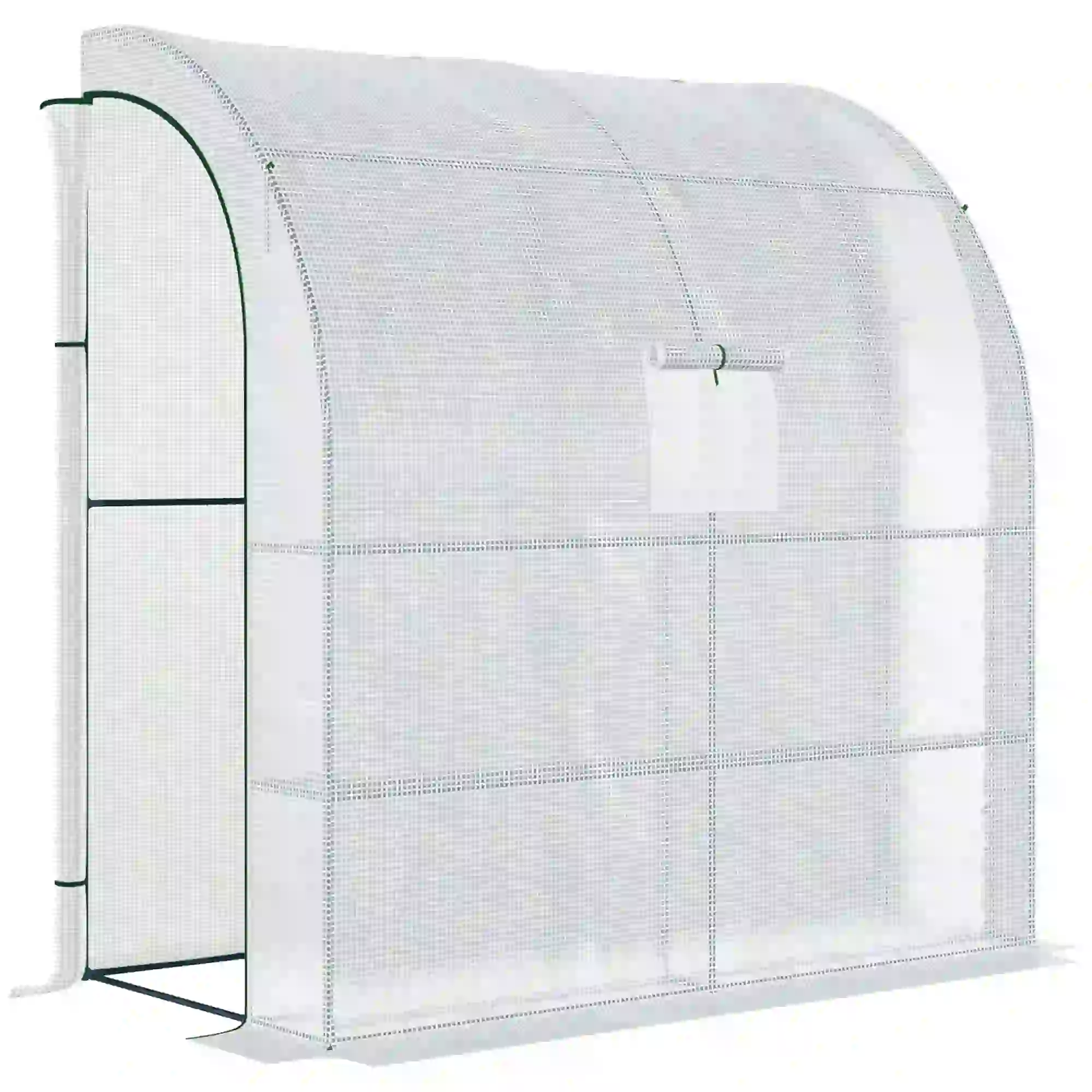 7' x 3' x 7' Walk-In Greenhouse, Roll-Up Mesh Windows, Zipper Door, White