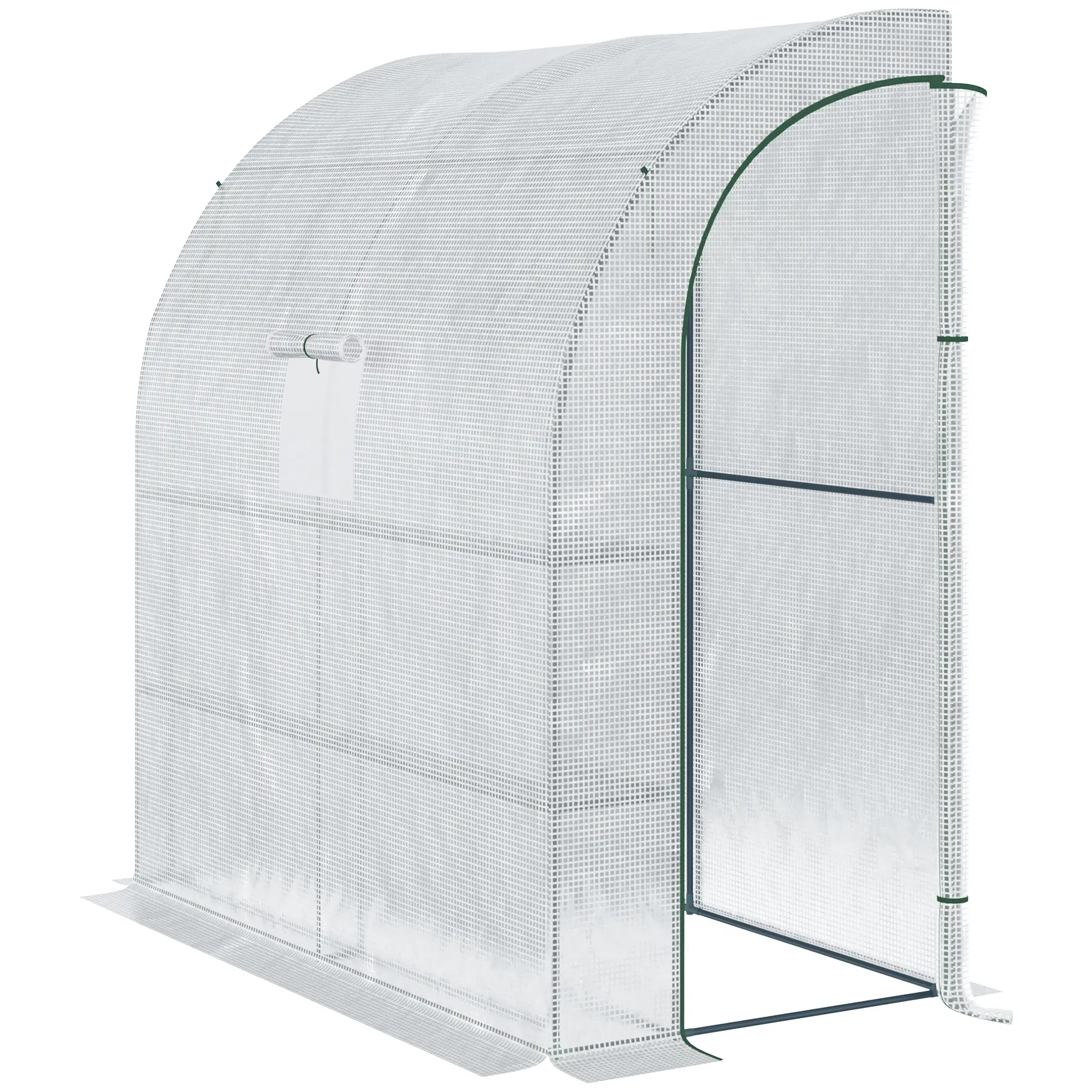 7' x 3' x 7' Walk-In Greenhouse, Roll-Up Mesh Windows, Zipper Door, White - Image 11