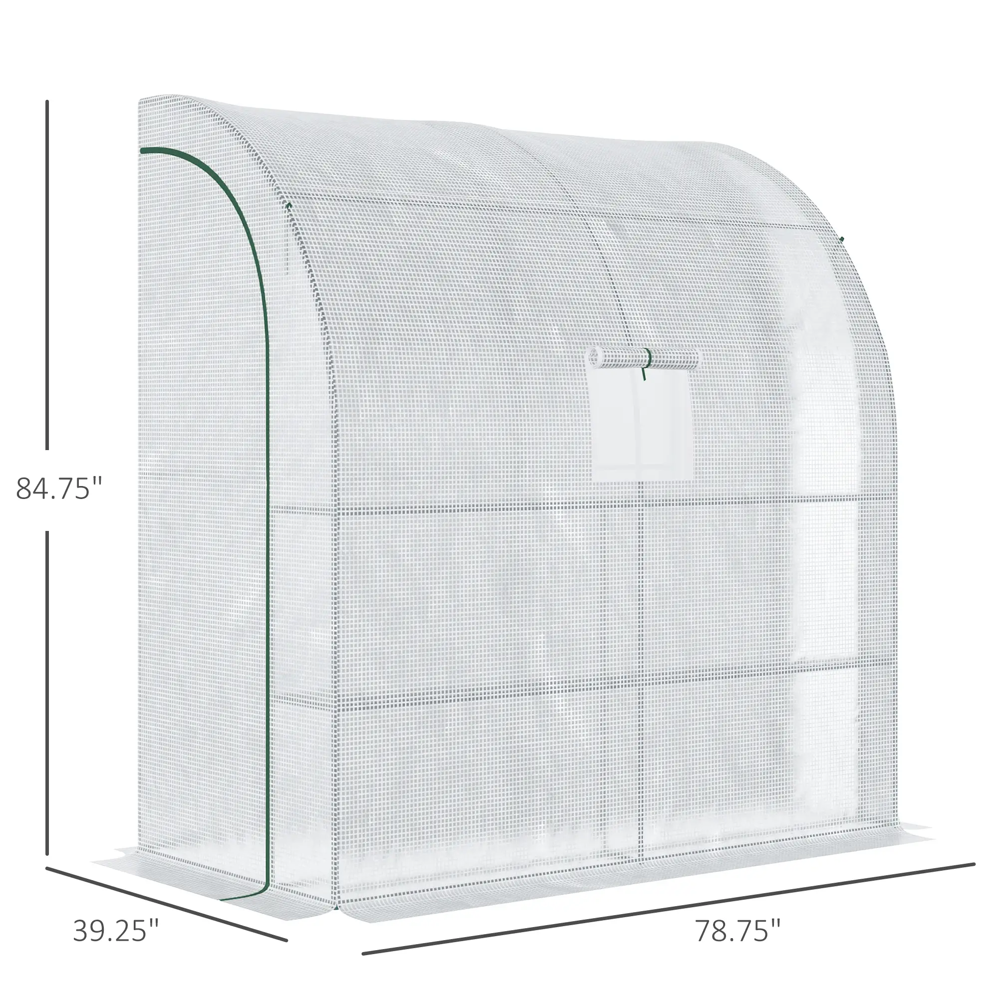 7' x 3' x 7' Walk-In Greenhouse, Roll-Up Mesh Windows, Zipper Door, White - Image 3
