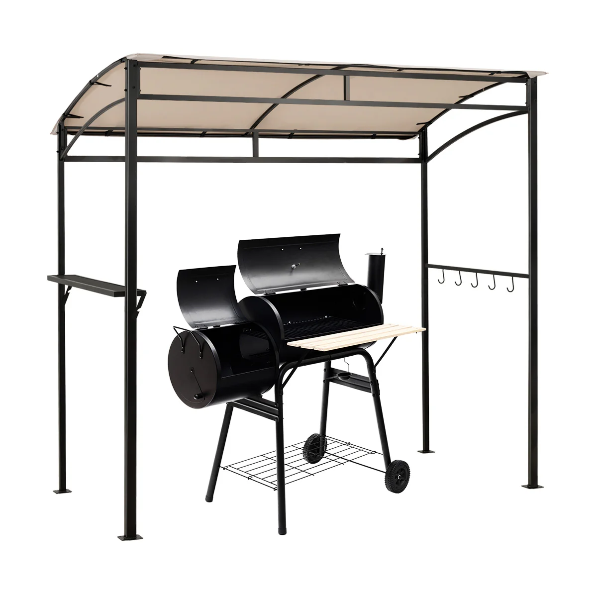 7 x 4.5 Feet Grill Gazebo, Outdoor Patio Garden BBQ Canopy Shelter, Beige
