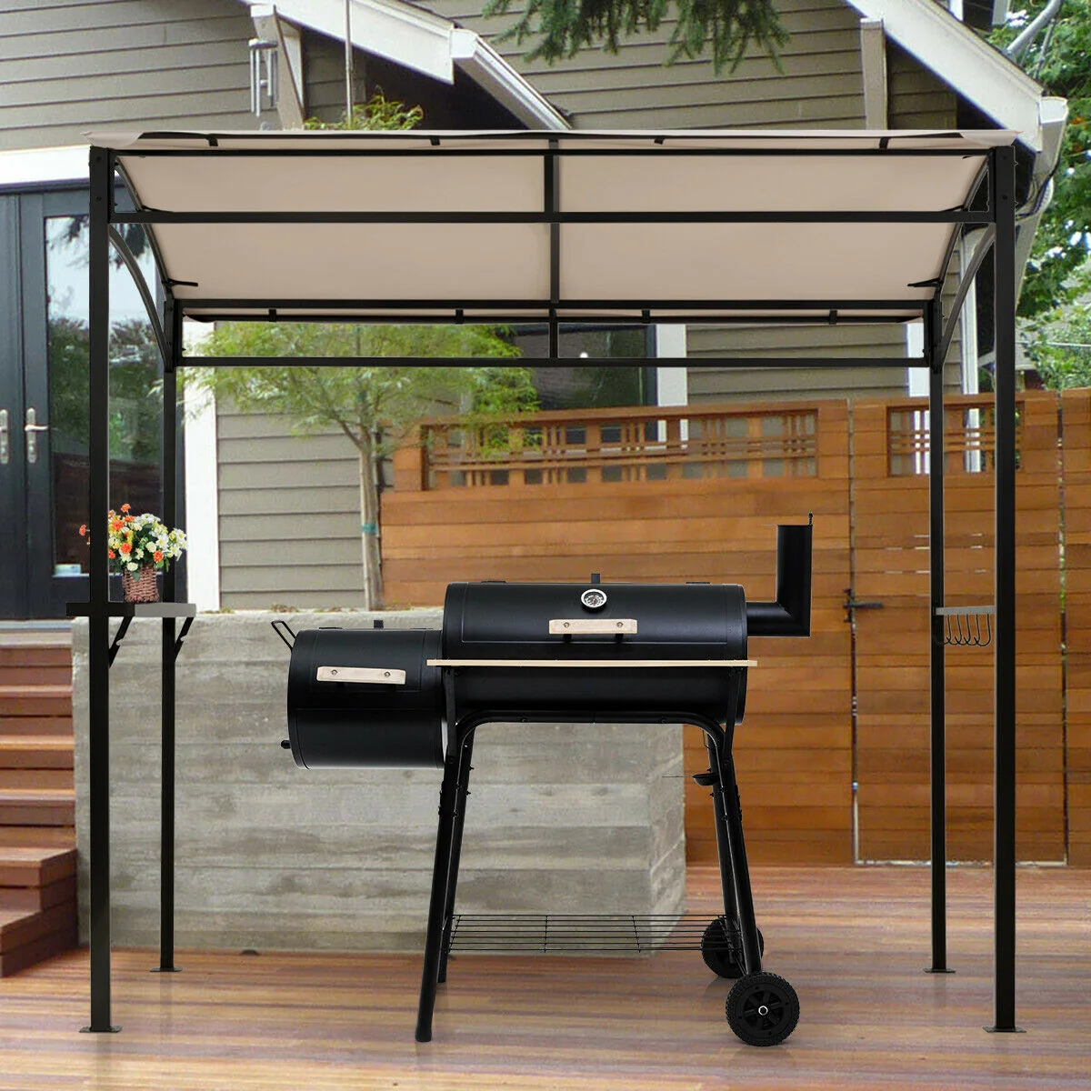 7 x 4.5 Feet Grill Gazebo, Outdoor Patio Garden BBQ Canopy Shelter, Beige - Image 3