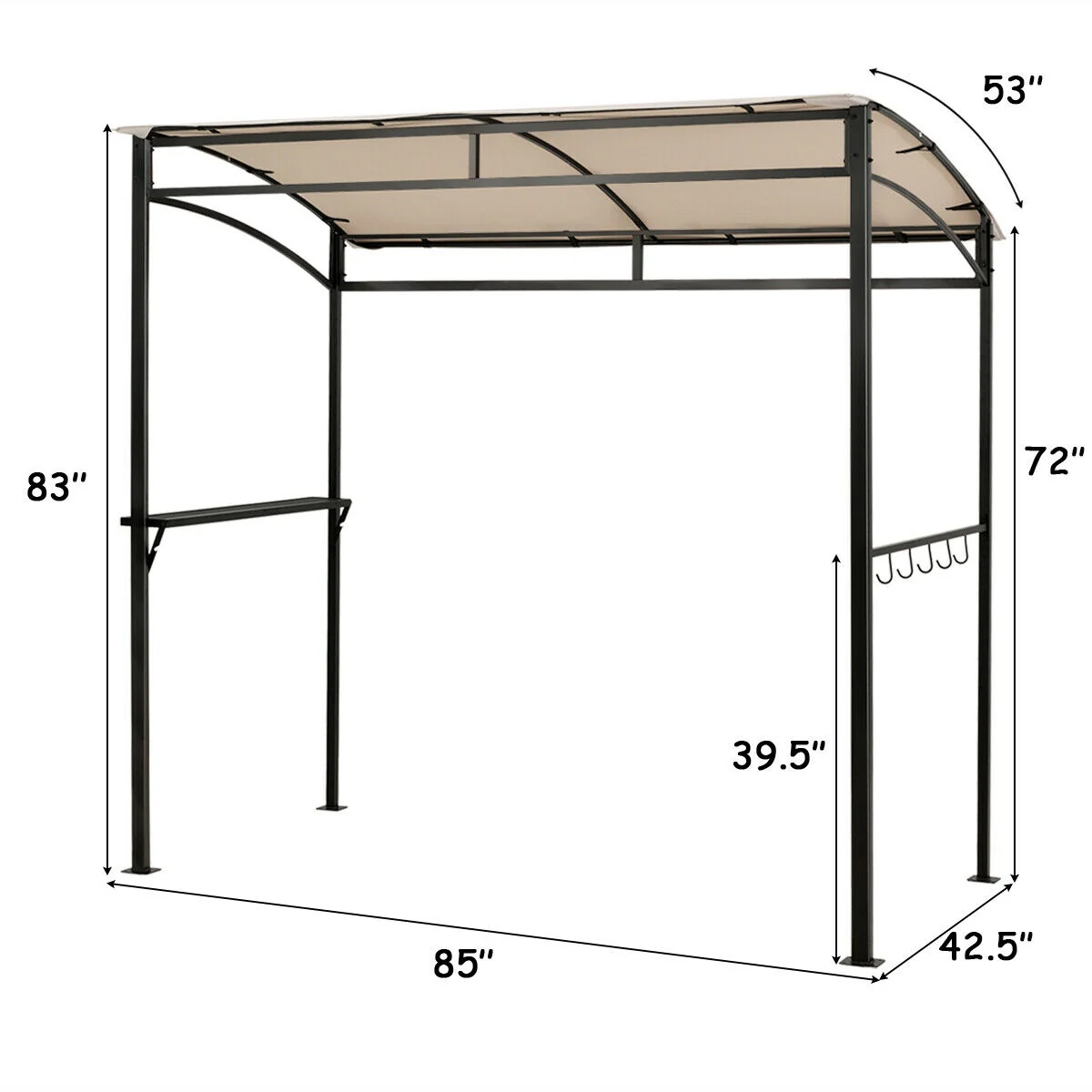 7 x 4.5 Feet Grill Gazebo, Outdoor Patio Garden BBQ Canopy Shelter, Beige - Image 6