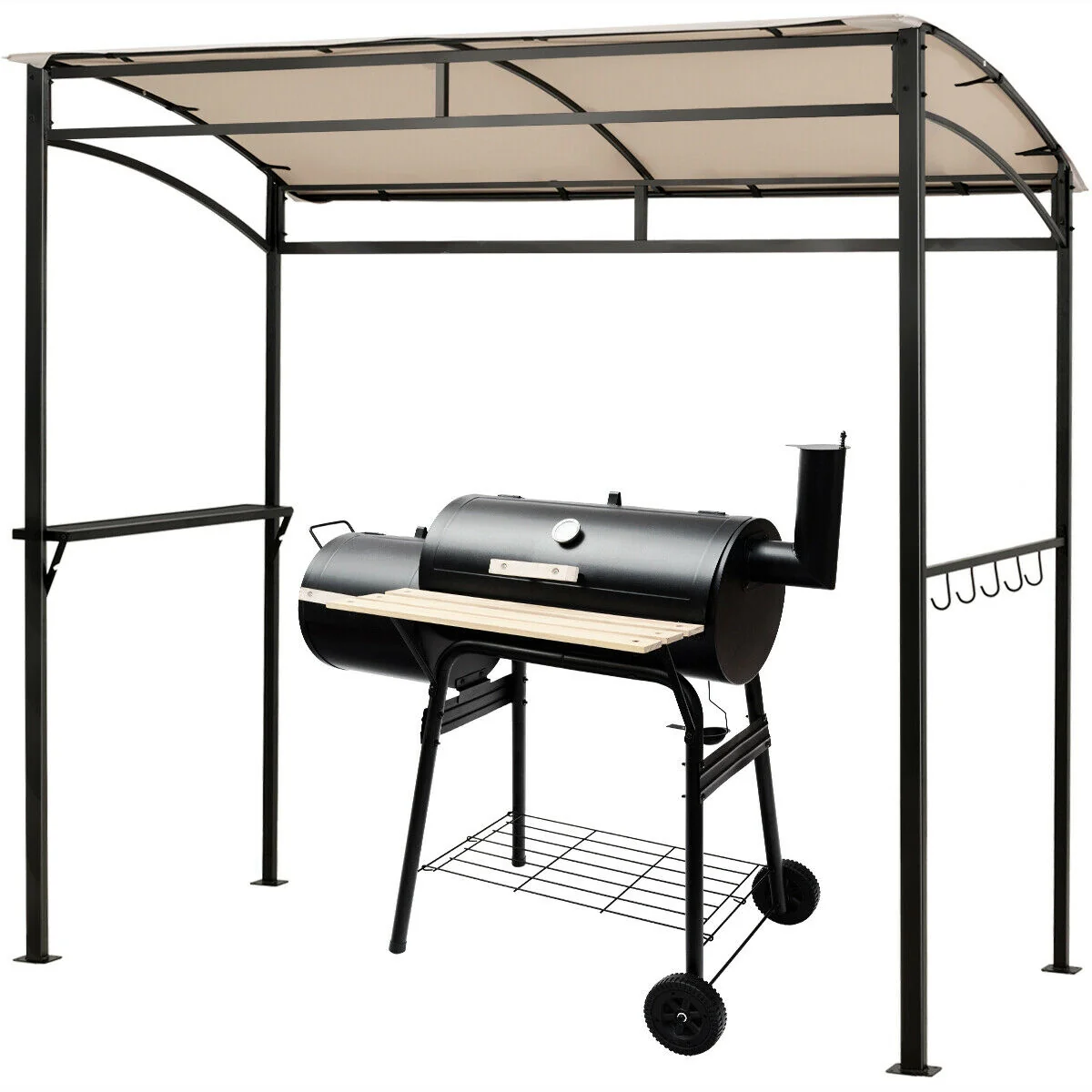 7 x 4.5 Feet Grill Gazebo, Outdoor Patio Garden BBQ Canopy Shelter, Beige - Image 7